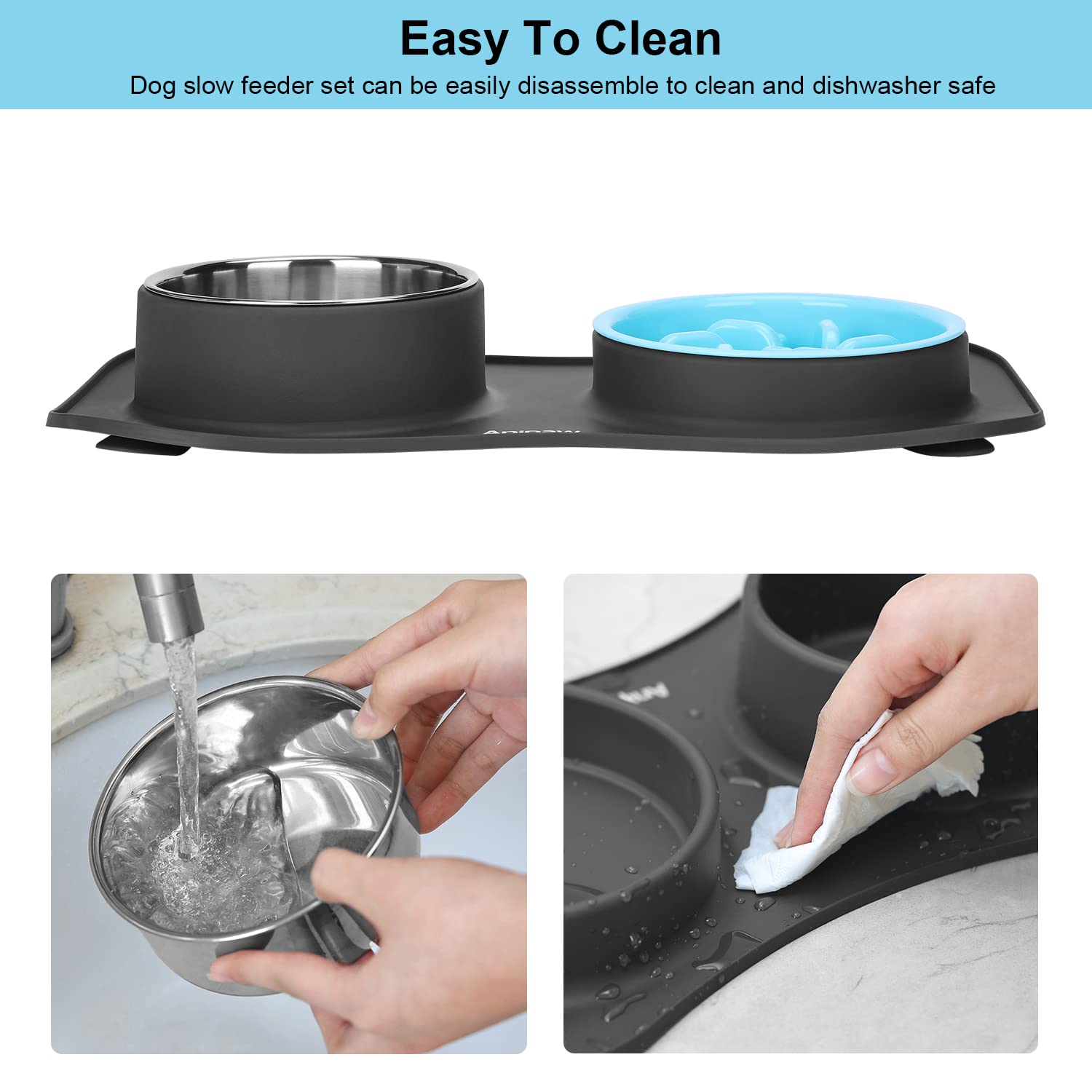 Anipaw mat close-up shows suction cups securing against sliding.