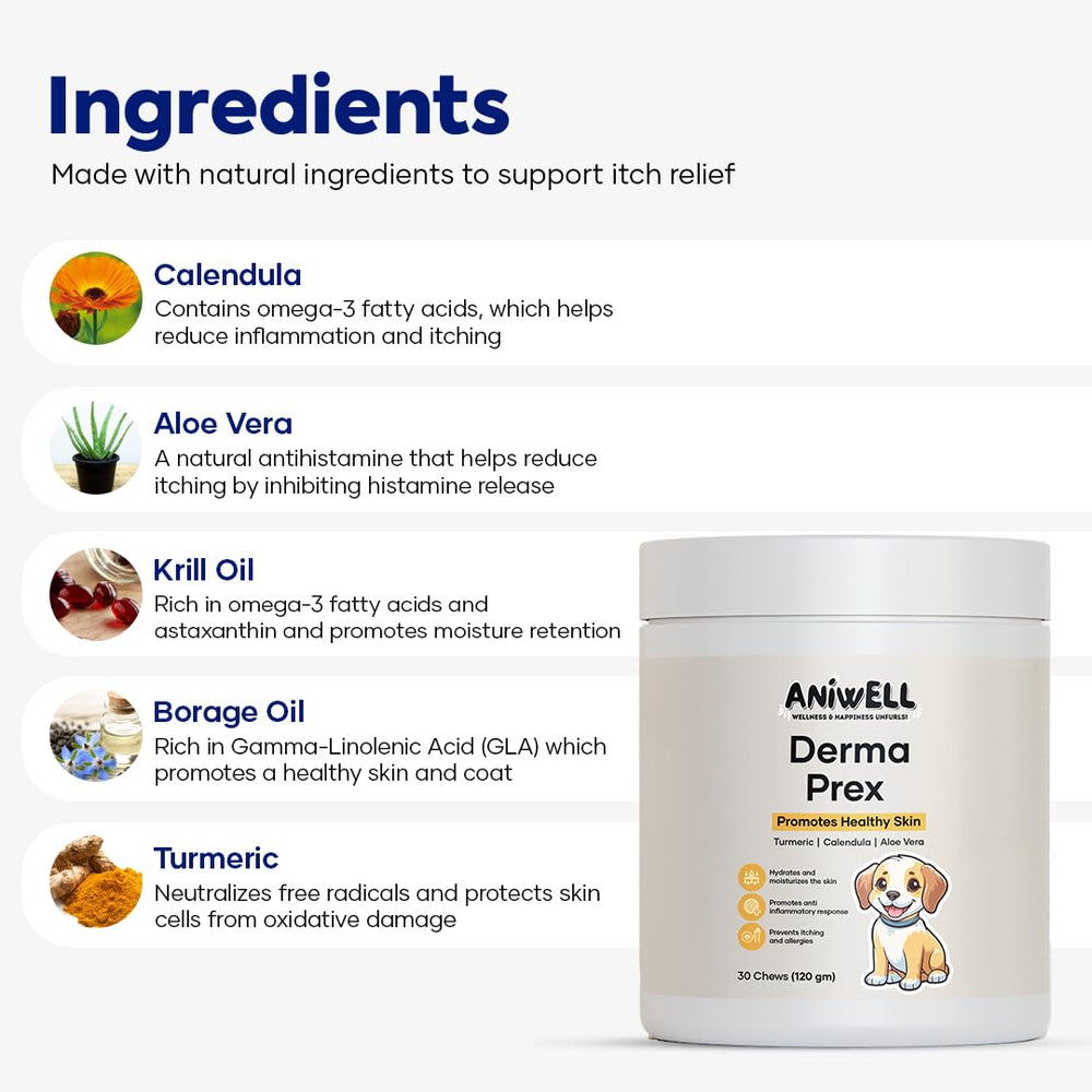 Aniwell DermaPrex quercetin di-hydrate natural antihistamine support