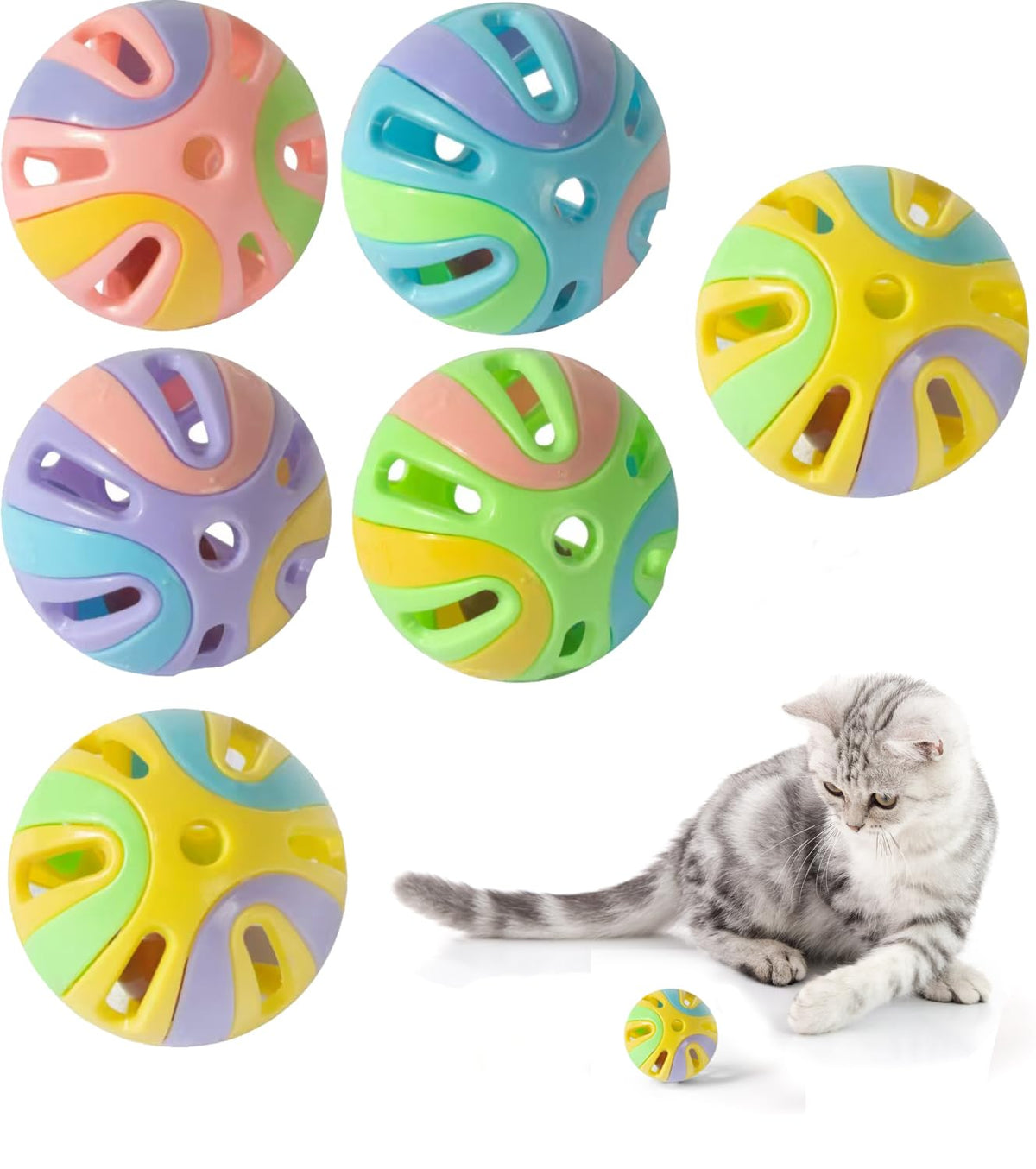 ANJOBIBI colorful cat toy balls front view for engaging indoor play
