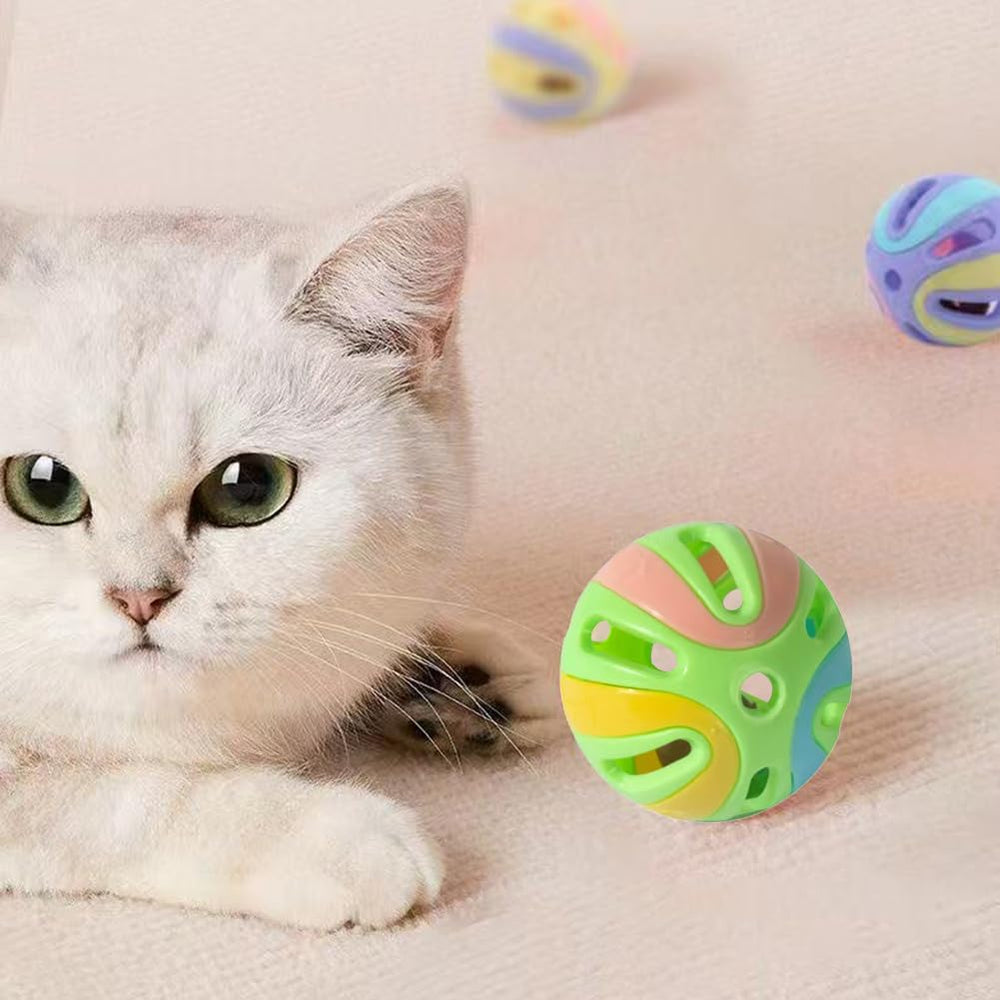 ANJOBIBI colorful cat toy balls with interactive bell for auditory stimulation