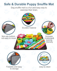 Ankilo Snuffle Mat close-up reveals soft felt protecting dog's nose.