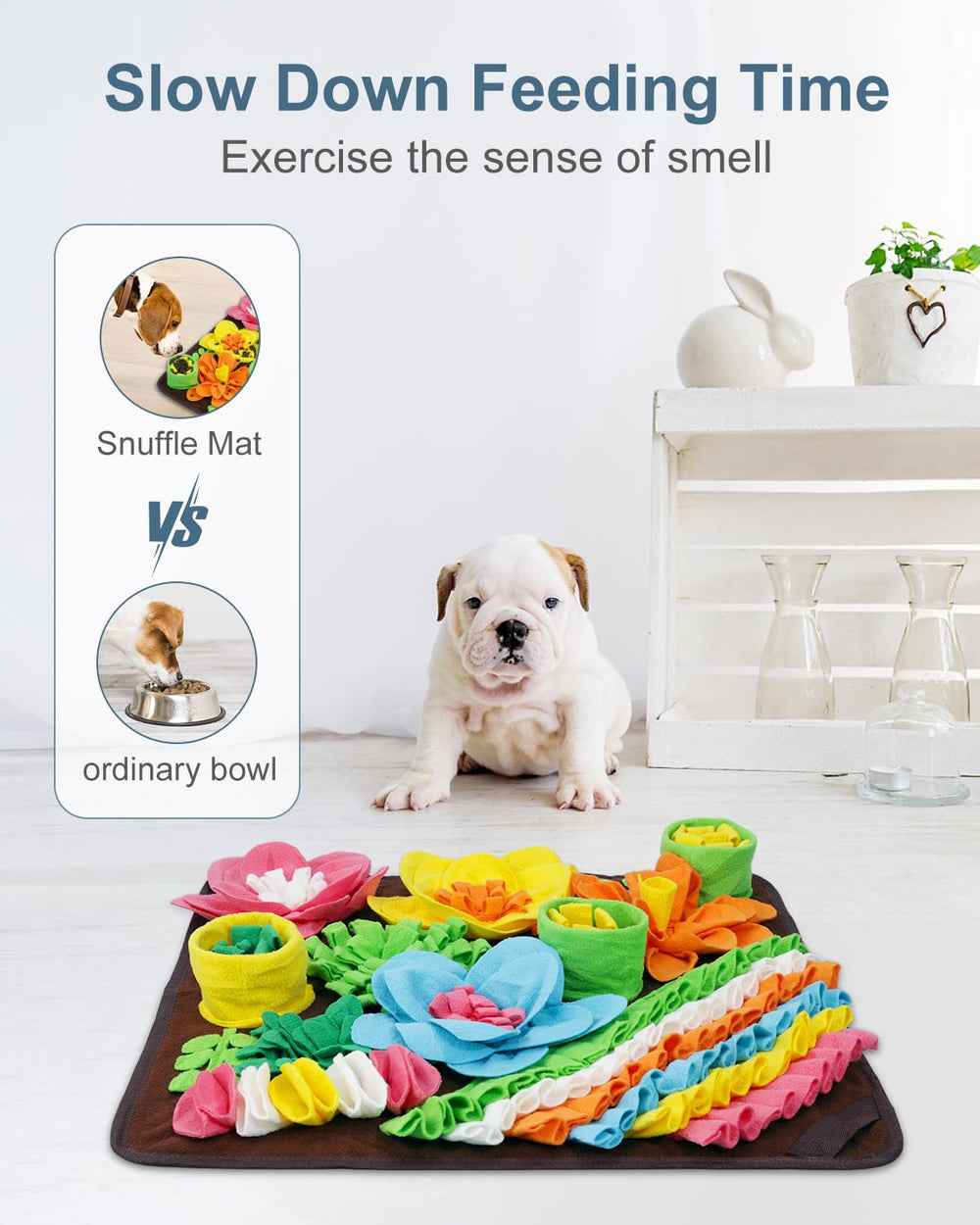 Ankilo Snuffle Mat hiding snacks for mental stimulation and slow eating.
