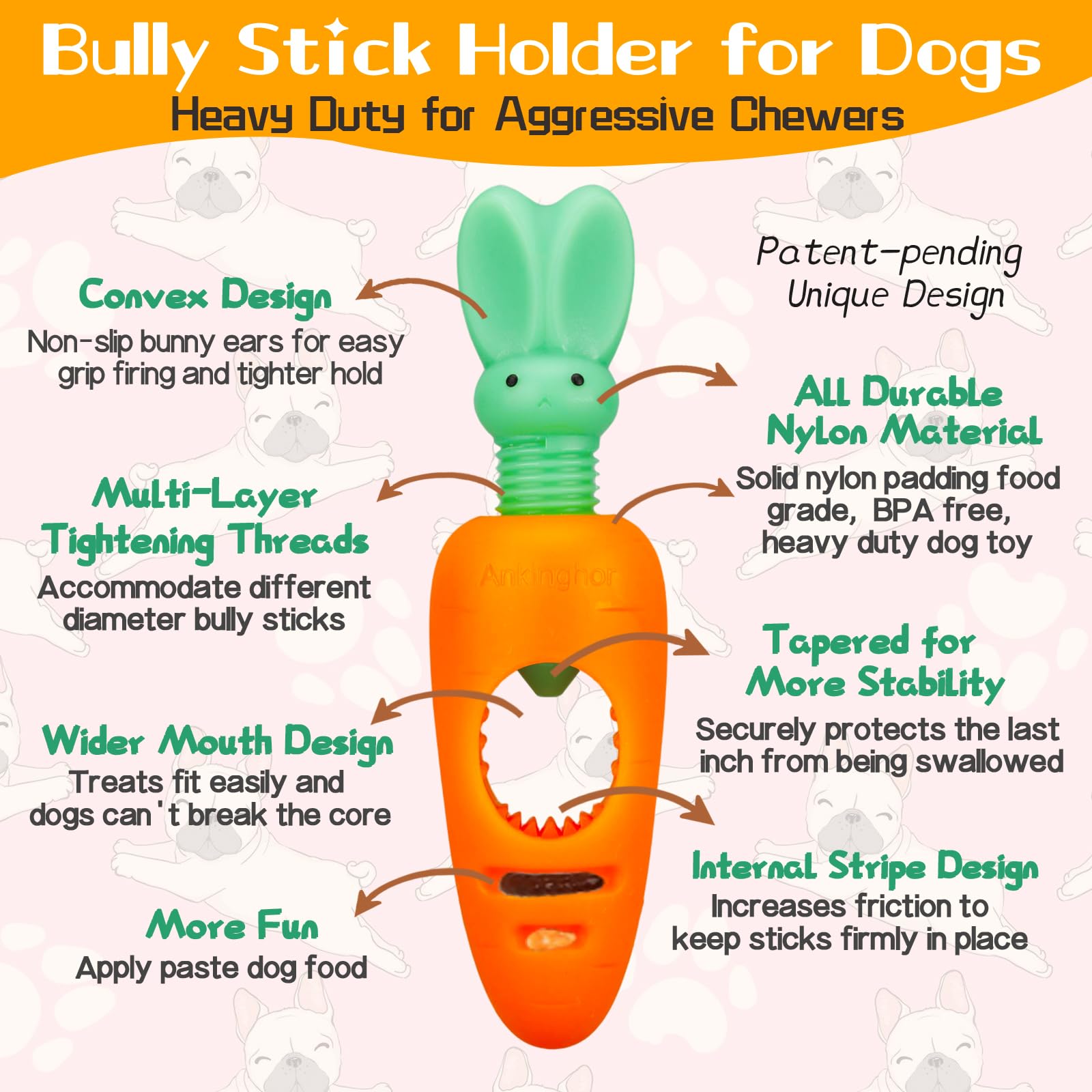 Ankinghor bully stick holder adjustable height fits sticks 0.2 to 1.1 inches.