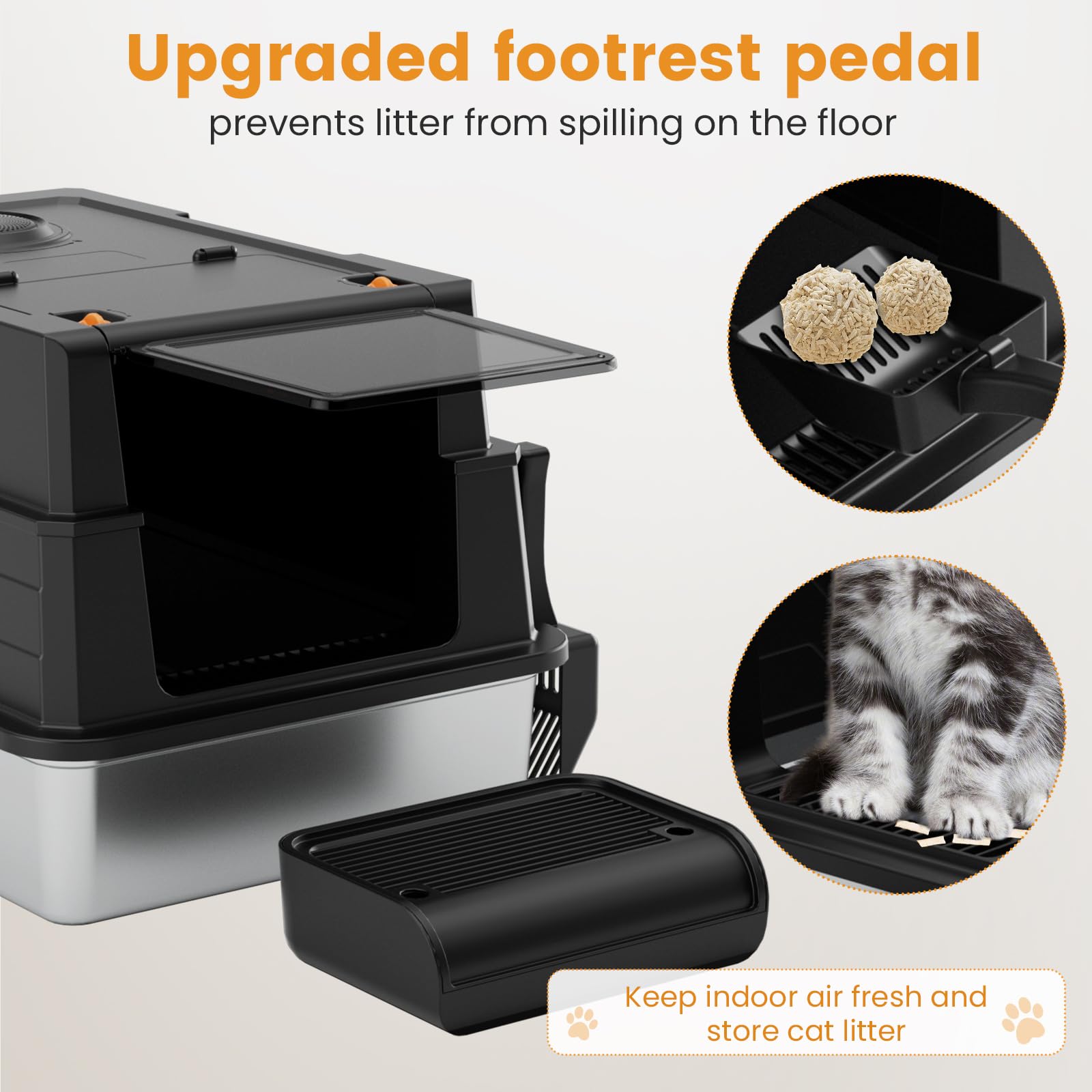 ANKJIWZ filter foot pedal helps lift litter from paws for cleaner floors.