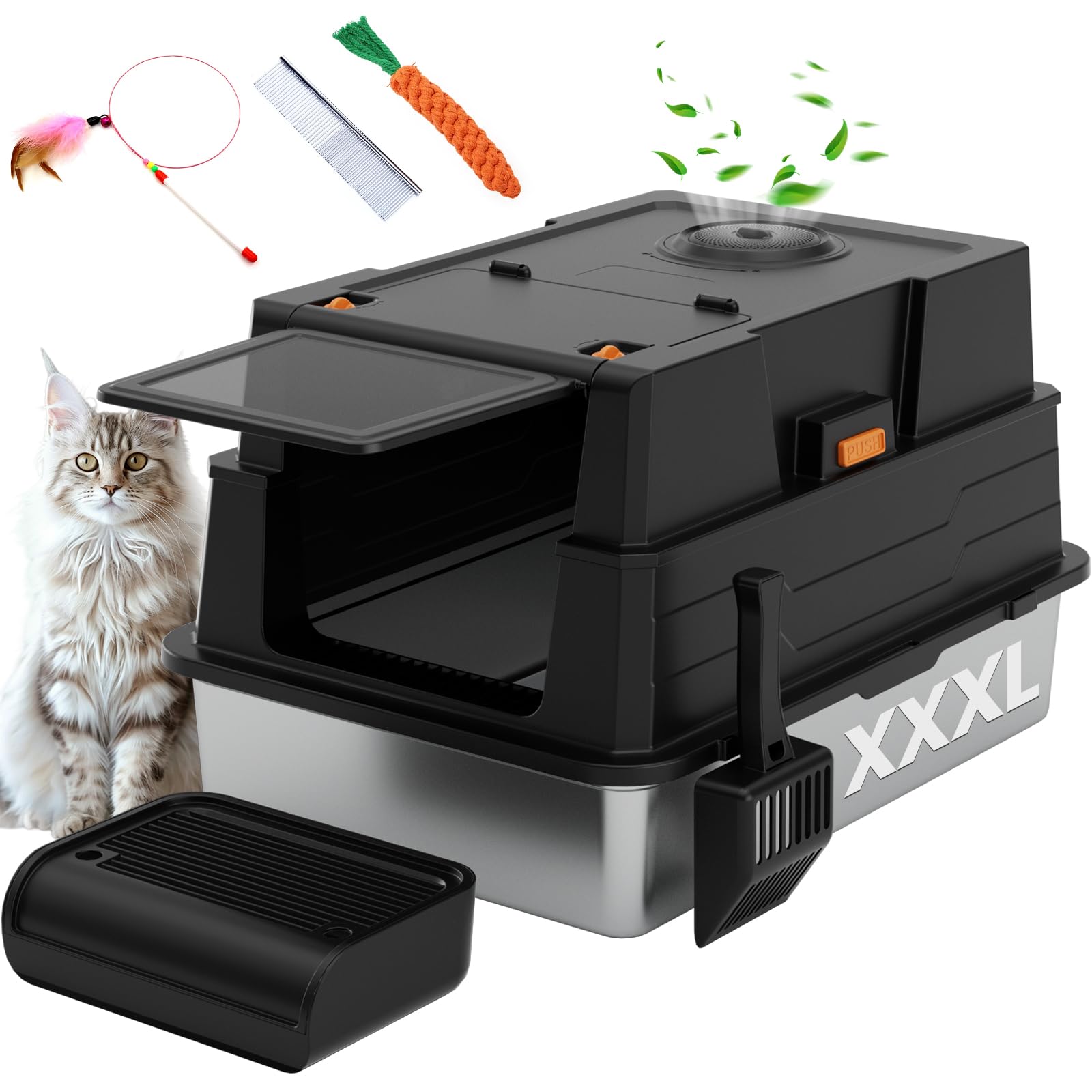 ANKJIWZ XXXL litter box cover closed for odor containment and privacy.