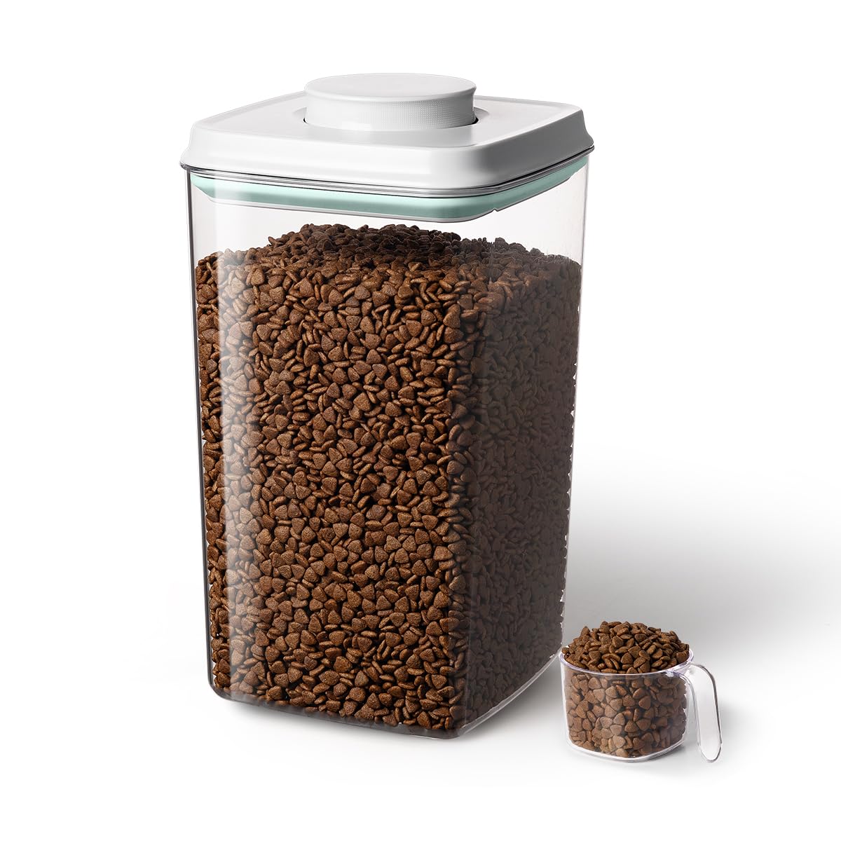 Ankou dog food container with pop lid for quick one-handed access