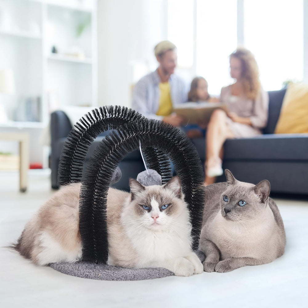 Ankuliy cat arch packaging included image shows massager and quick setup guide