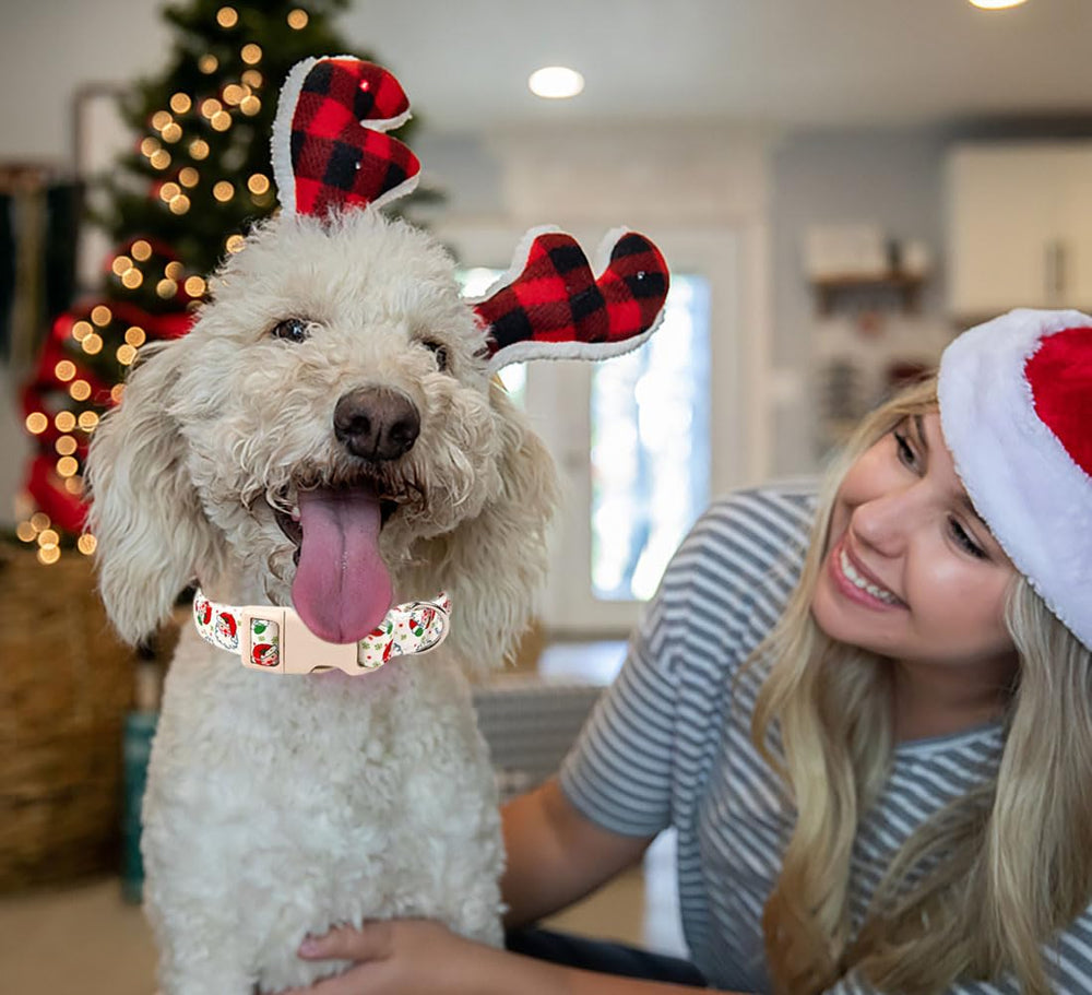 Anlvico Christmas dog collar soft cotton texture supports gentle skin contact.