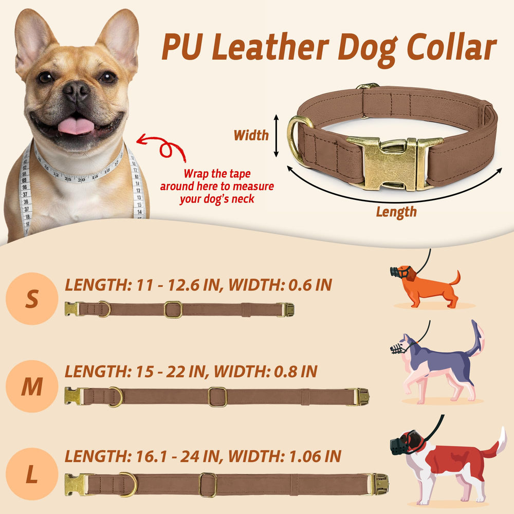 ANMUDA leather dog collar buckle and D-ring provide secure leash attachment
