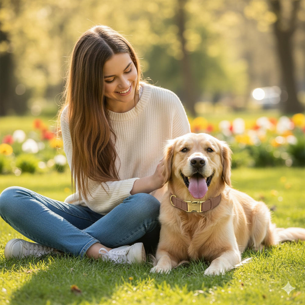ANMUDA leather dog collar durable hardware resists rust for long-lasting use