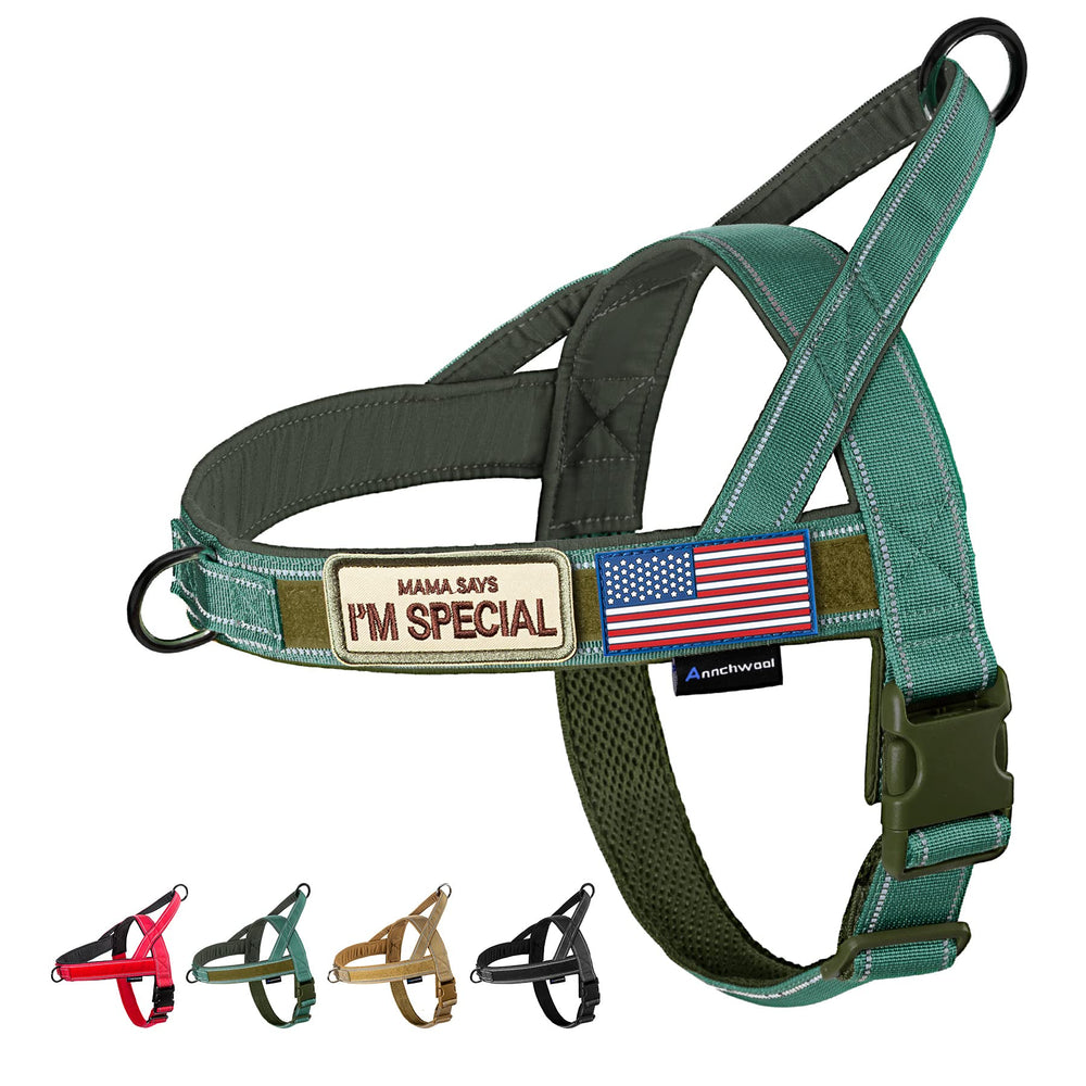Annchwool No Pull Harness with soft padded inner for neck comfort during walks.