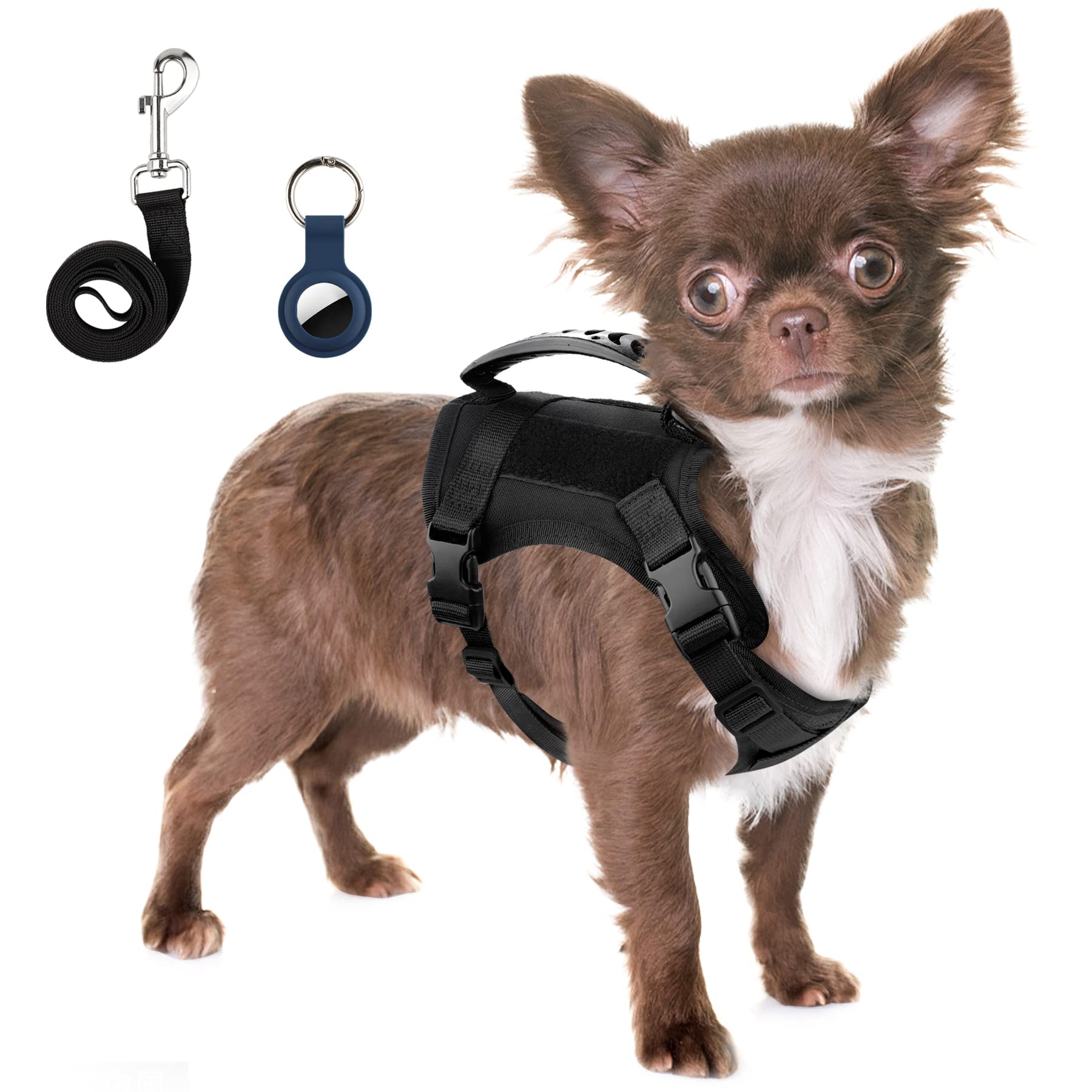 Annchwool tactical dog harness small black with handle for secure outdoor control during walks.