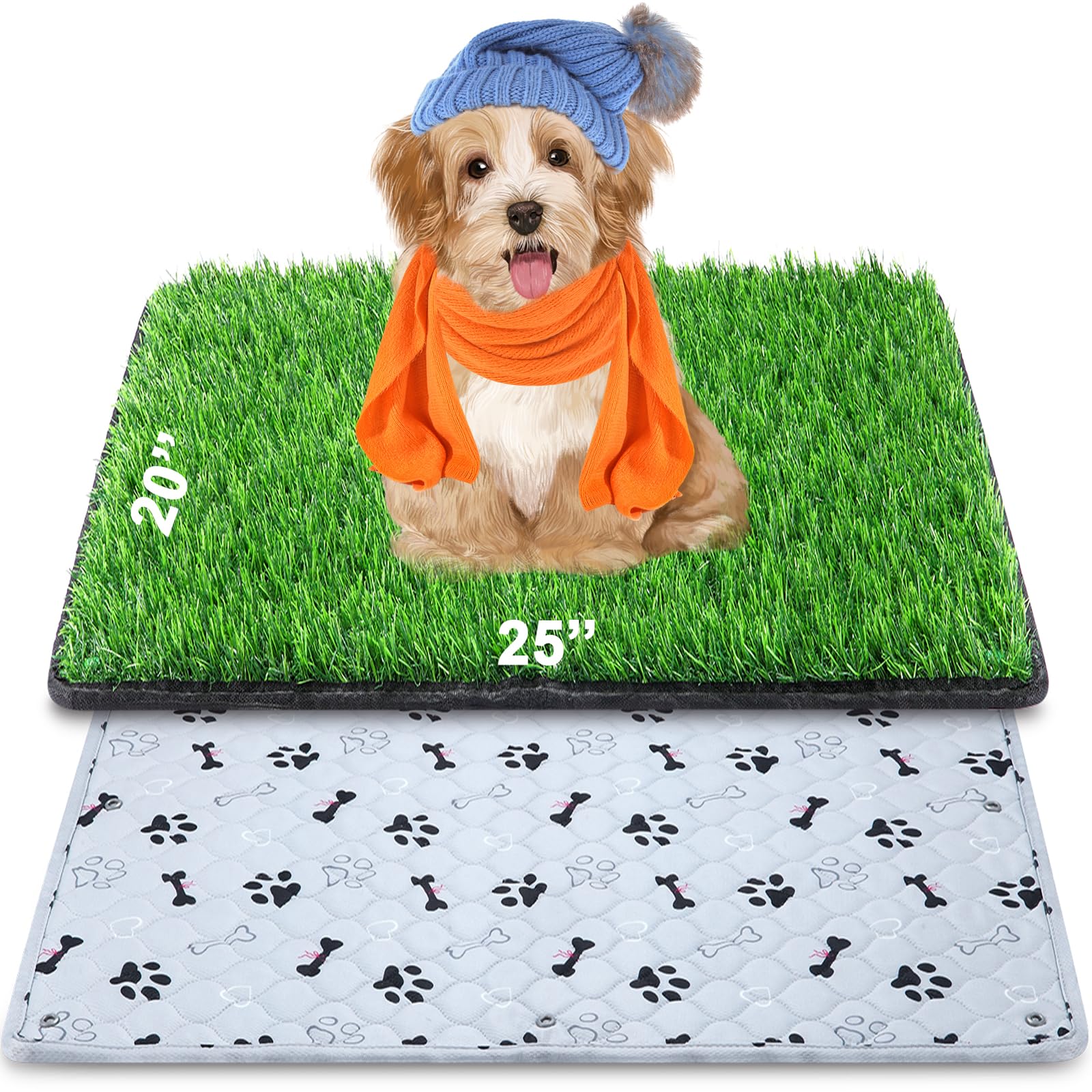 Annexfun dog grass mat with pee pad 20x25 inch tray — easy indoor potty solution.