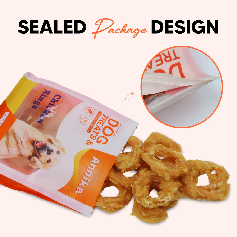 Annika Chicken Rings close-up texture shows chewy bite-friendly treats
