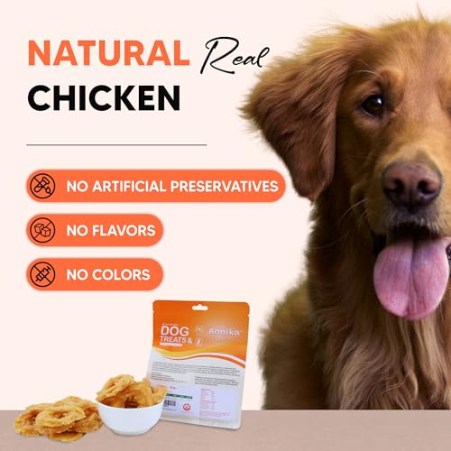 Annika Chicken Rings open jar reveals chewy jerky ideal for daily dental care rewards