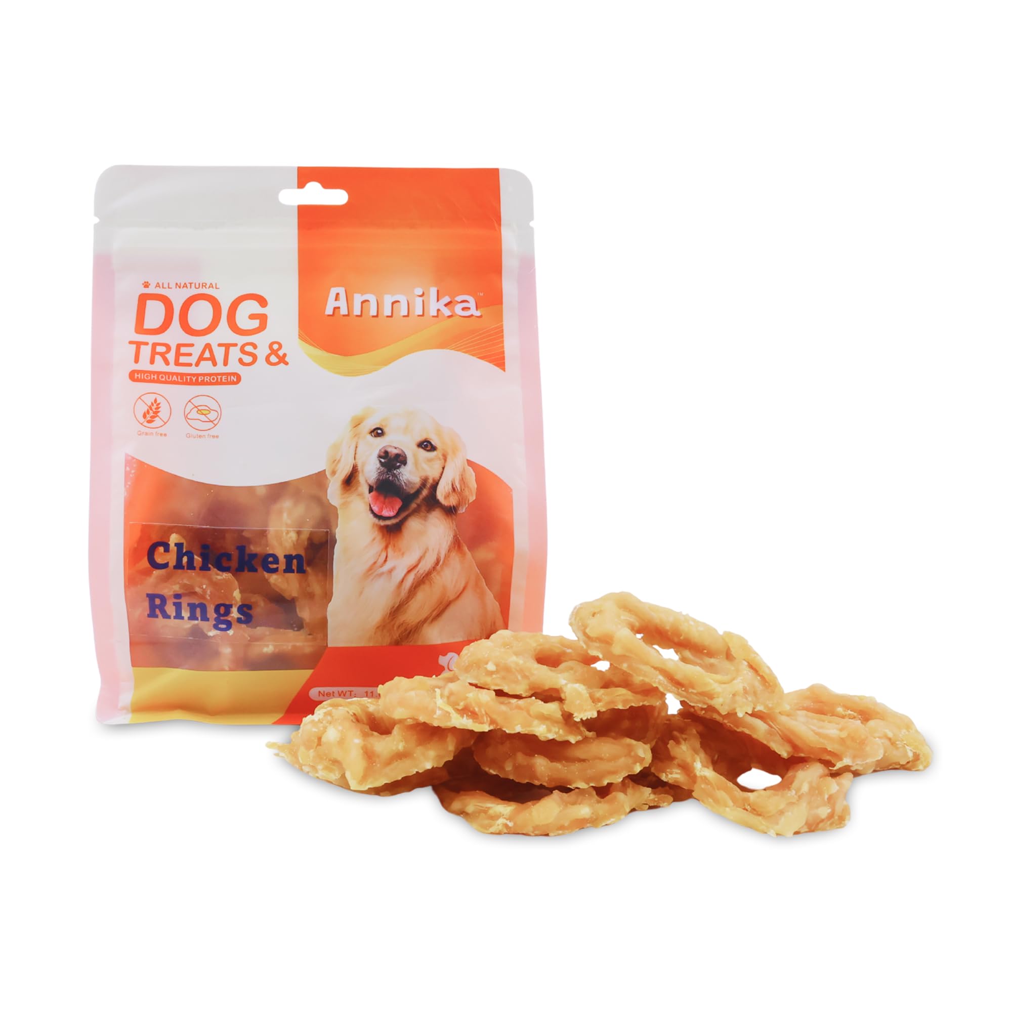 Annika Chicken Rings product shot showing natural jerky for dogs—great training rewards