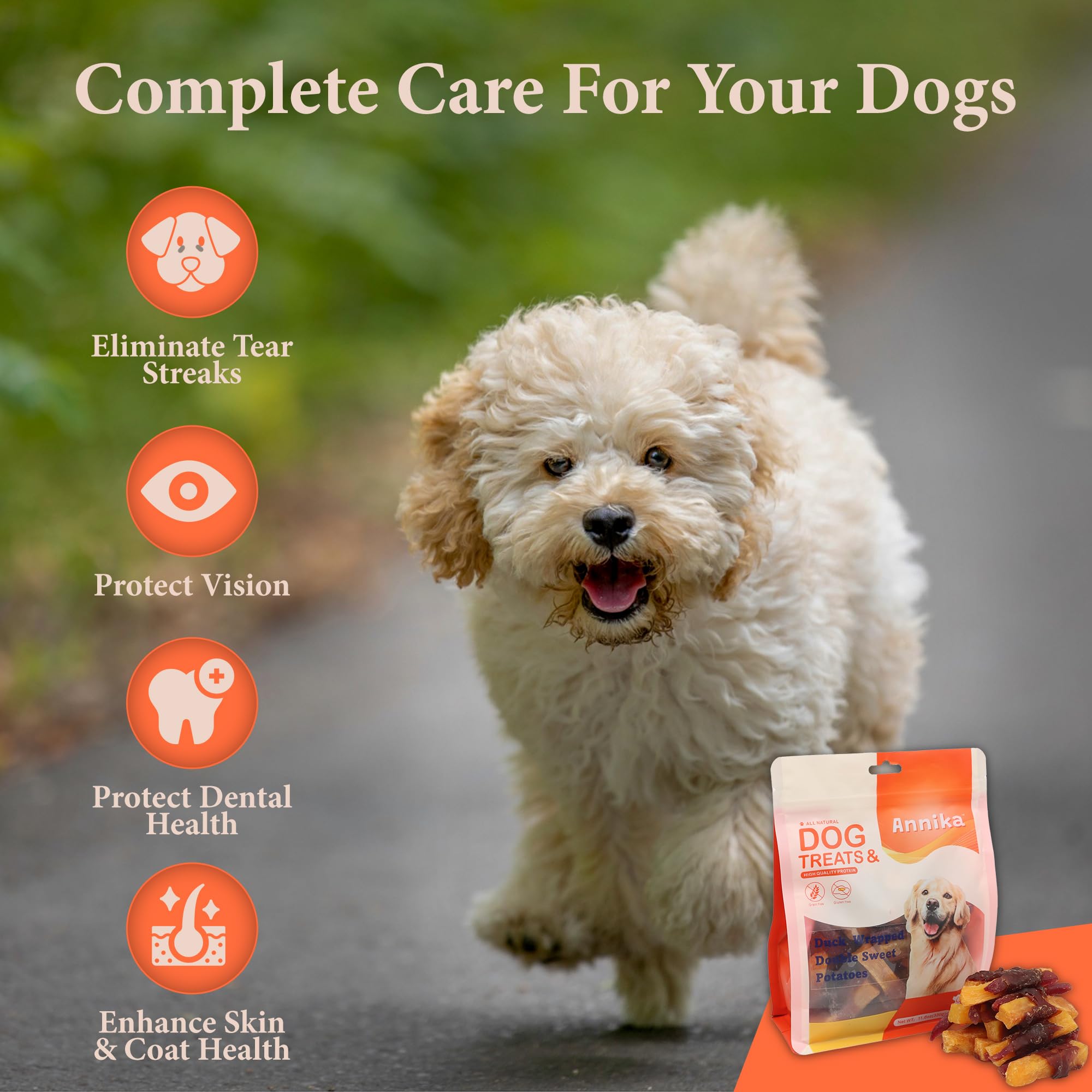 Annika duck wrapped sweet potato treats grain-free option – suitable for sensitive dogs.