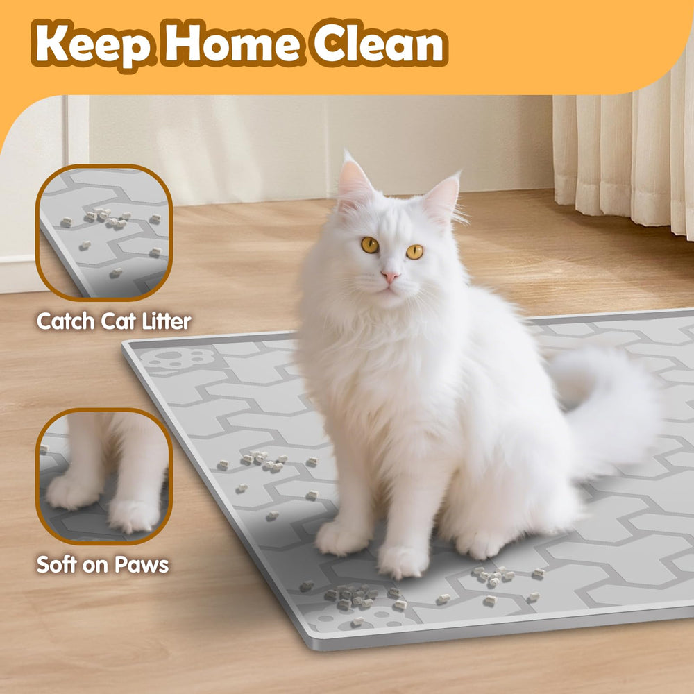 ANNIL silicone cat litter mat 34x22 laid flat to cover the litter box exit and reduce tracking.