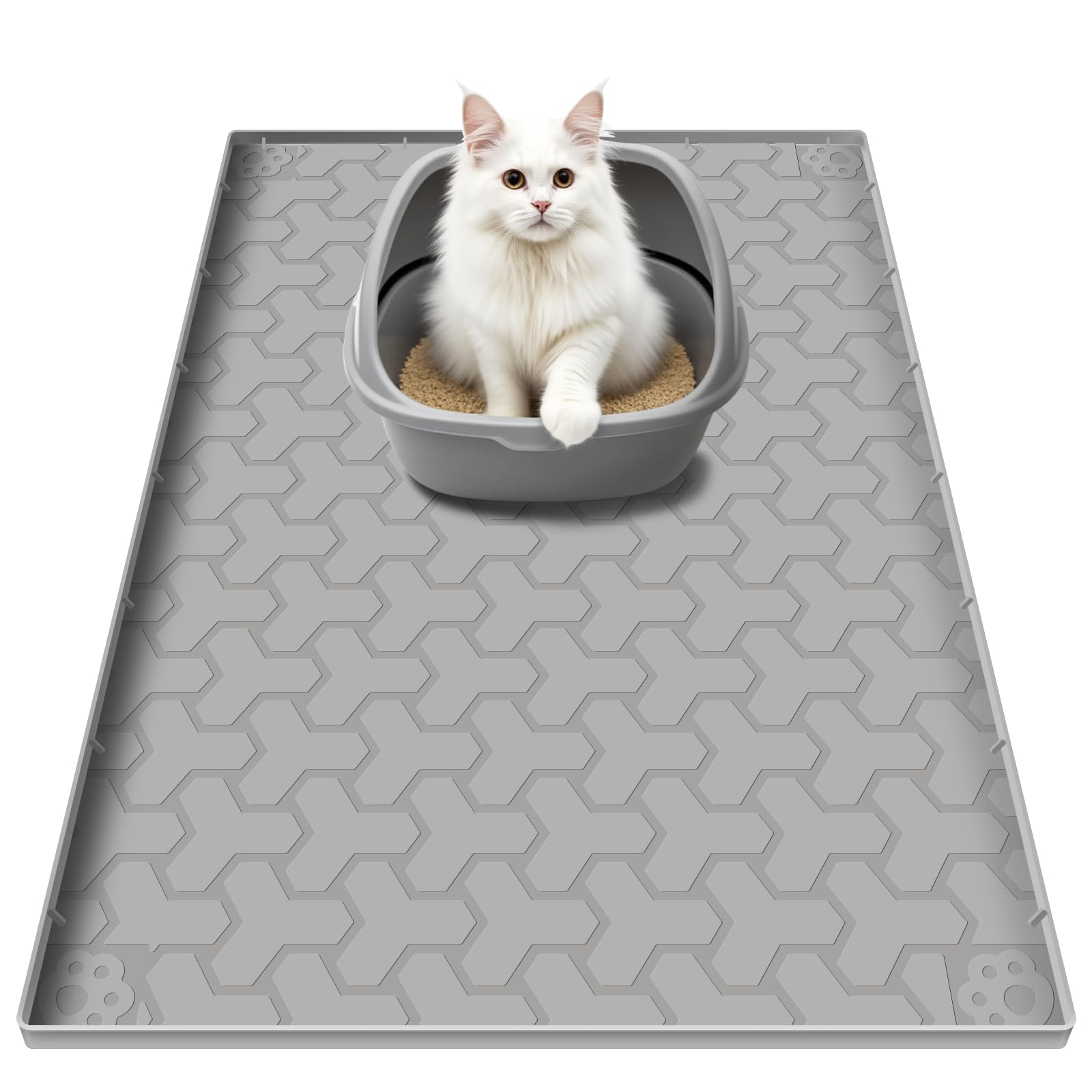 ANNIL silicone cat litter mat 34x22 folded for compact storage and quick setup.