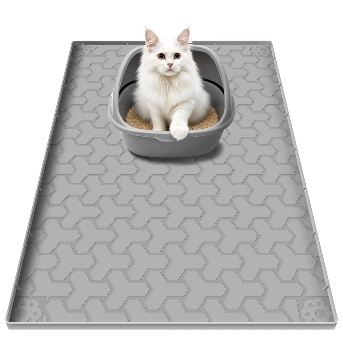 ANNIL silicone cat litter mat 34x22 folded for compact storage and quick setup.