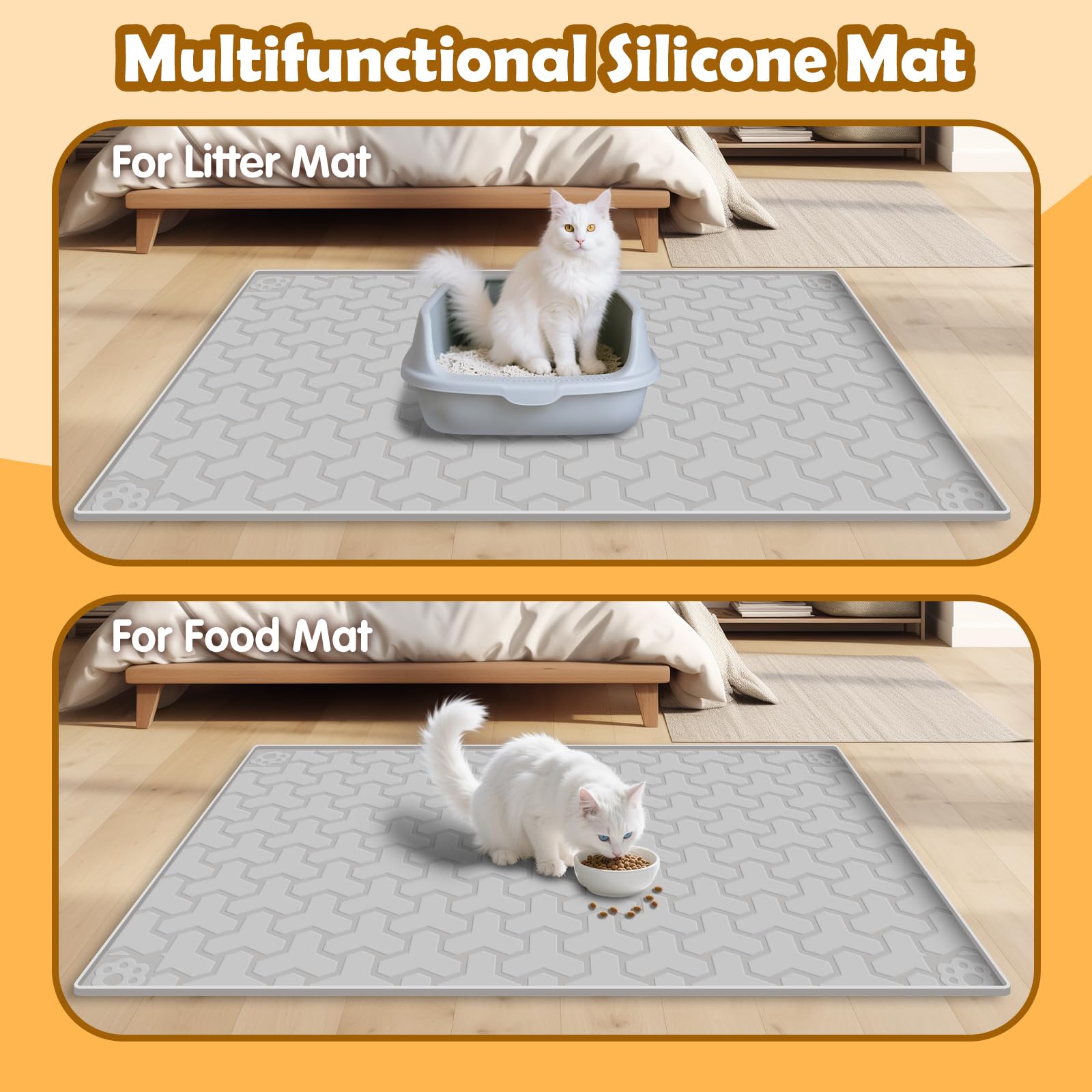ANNIL silicone cat litter mat doubles as pet pad or feeding pad.
