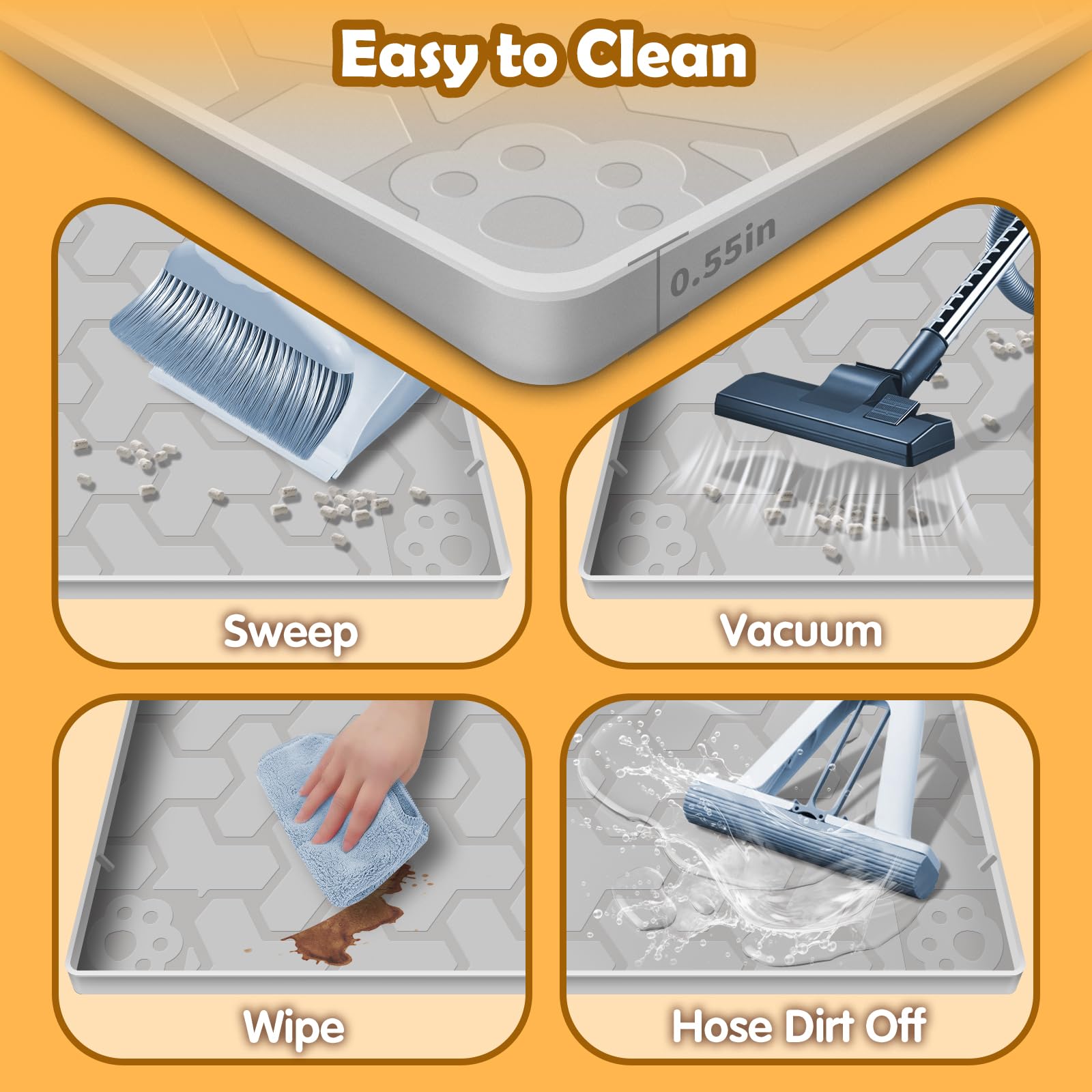 ANNIL silicone cat litter mat features non-stick surface that minimizes litter on paws.