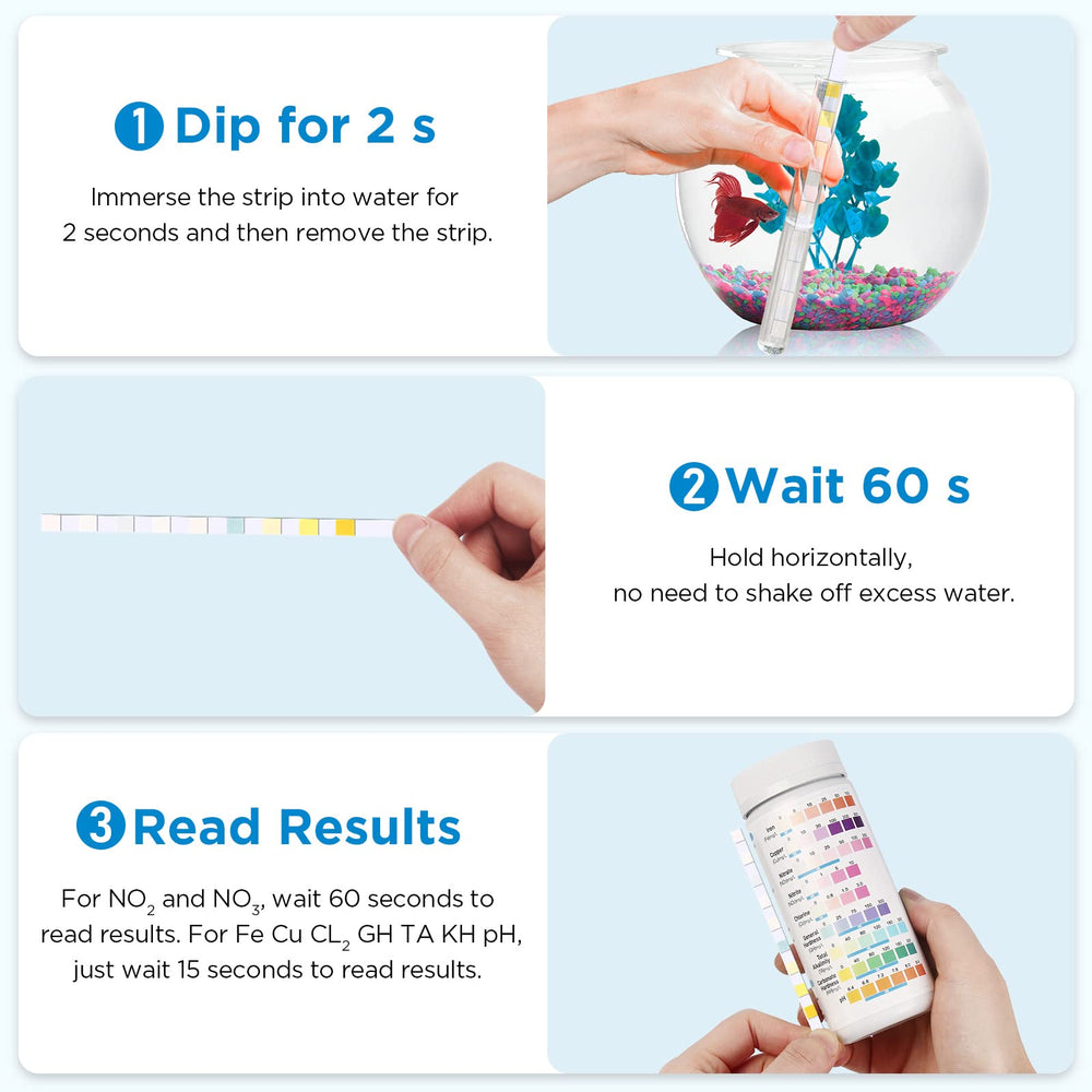 Anniple dipping action demonstrates fast water testing in real-world aquarium use.