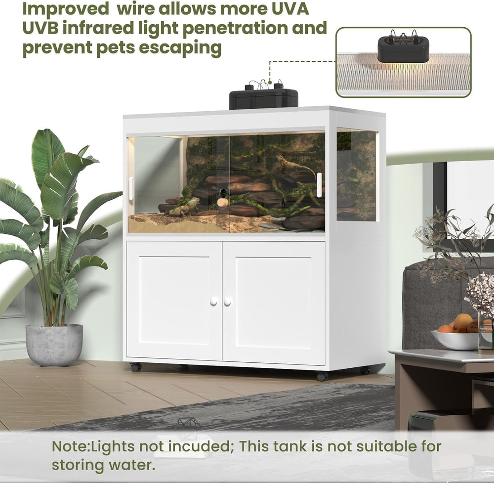 Annzoe 60 gallon reptile terrarium clear acrylic view offers 360-degree observation.