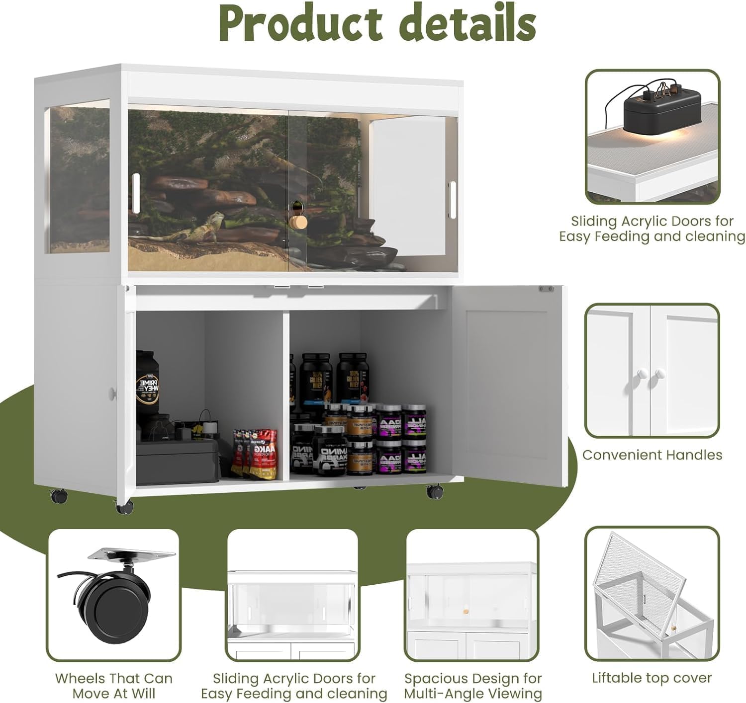Annzoe 60 gallon reptile terrarium moisture-resistant build simplifies cleaning and odor control.