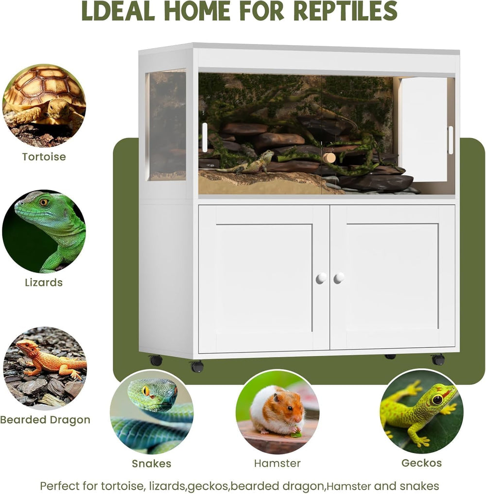 Annzoe 60 gallon reptile terrarium sliding doors provide secure access for feeding and care.