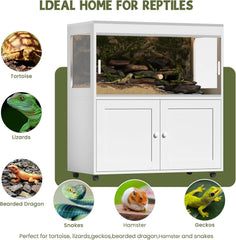 Annzoe 60 gallon reptile terrarium sliding doors provide secure access for feeding and care.