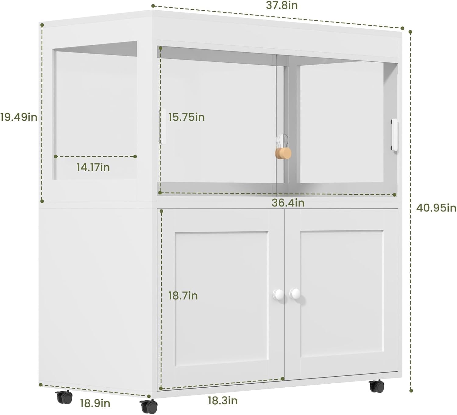 Annzoe 60 gallon reptile terrarium storage cabinet keeps supplies organized.