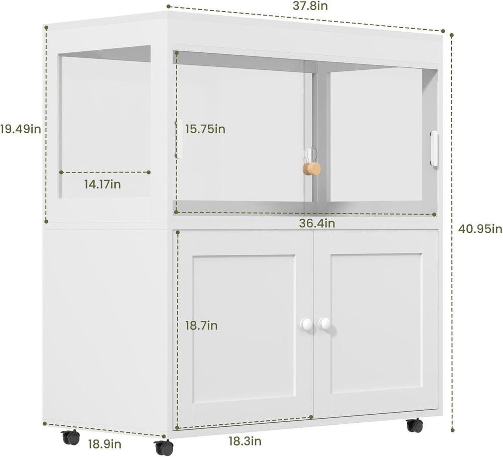 Annzoe 60 gallon reptile terrarium storage cabinet keeps supplies organized.