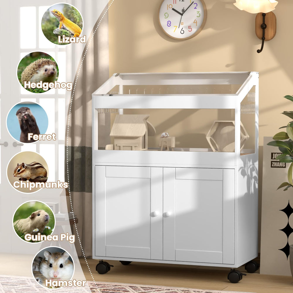 Annzoe hamster cage swivel-wheels with lock enable easy cleaning and repositioning.