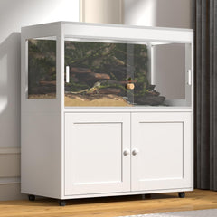 Annzoe large 60-gallon reptile terrarium front view offers clear sightlines for easy observation.