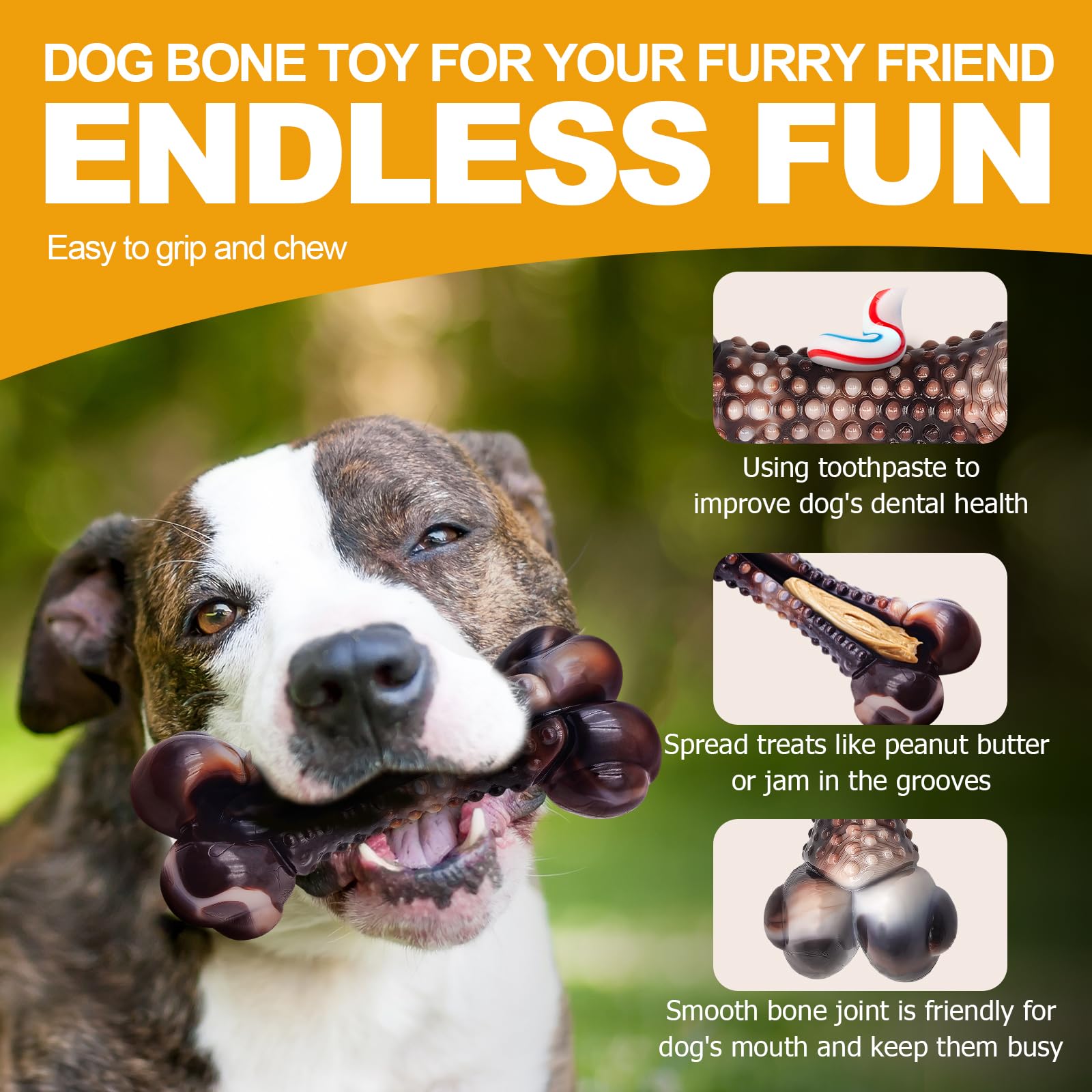 Anoodi peanut butter grooves invite treat-filled play and extended chewing