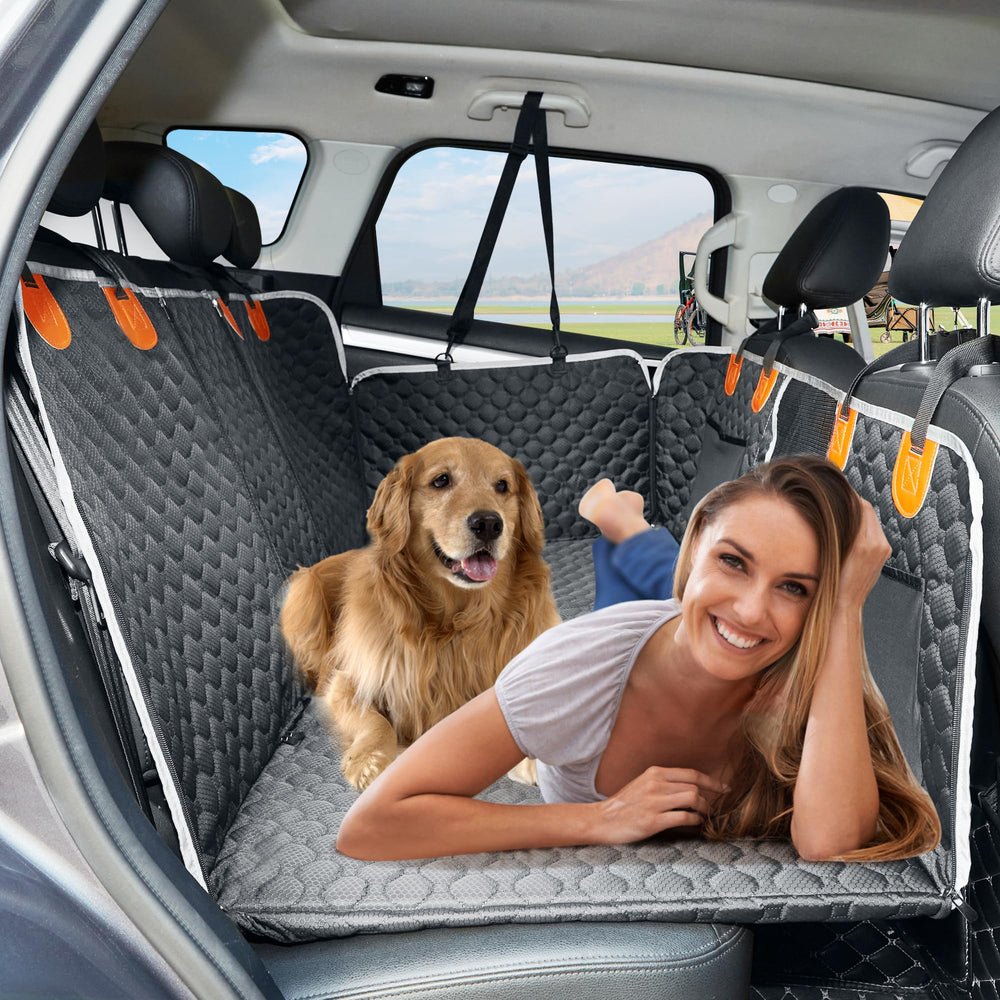 ANOSOSPECIAL back seat extender forms a comfortable bed for dogs during car trips