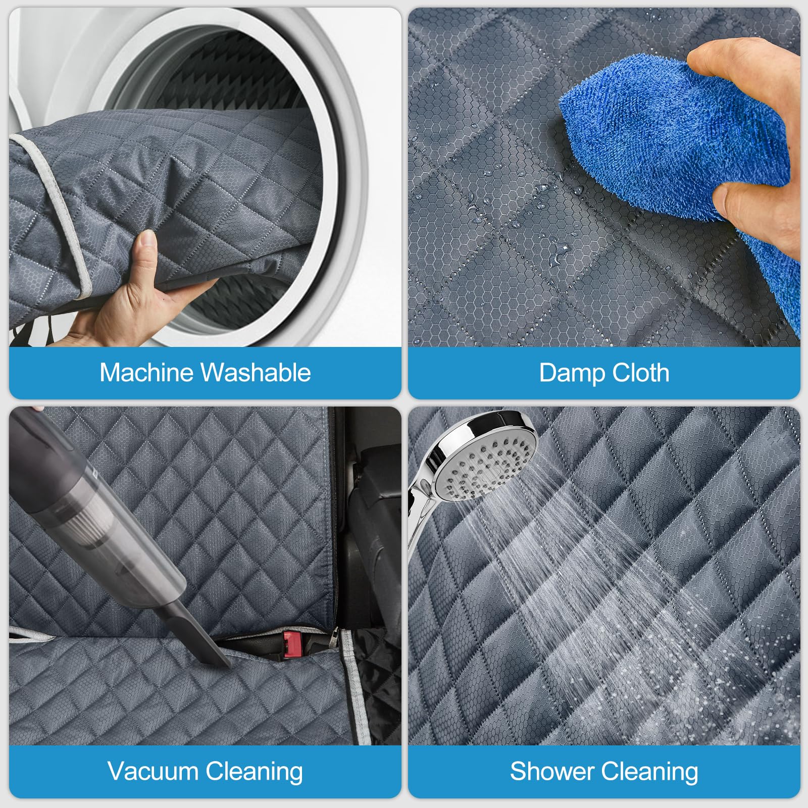 ANOSOSPECIAL grey seat cover highlighting scratch-resistant four-layer fabric
