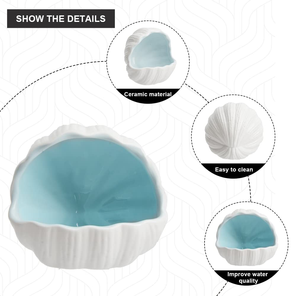 AnRui conch-shell ornament blue tank-view captures space for fish to explore