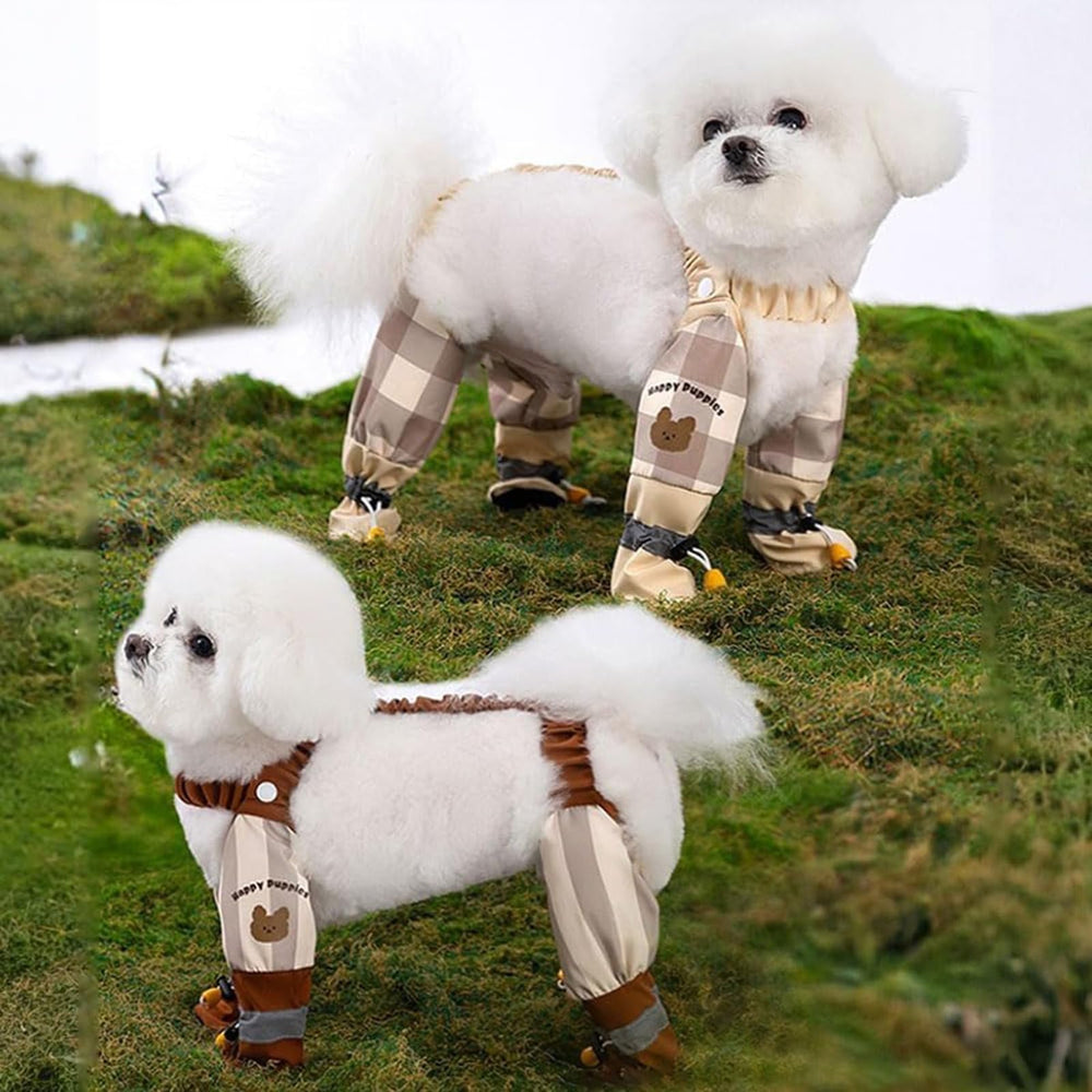Waterproof material shields paws from rain, mud, and damp conditions.