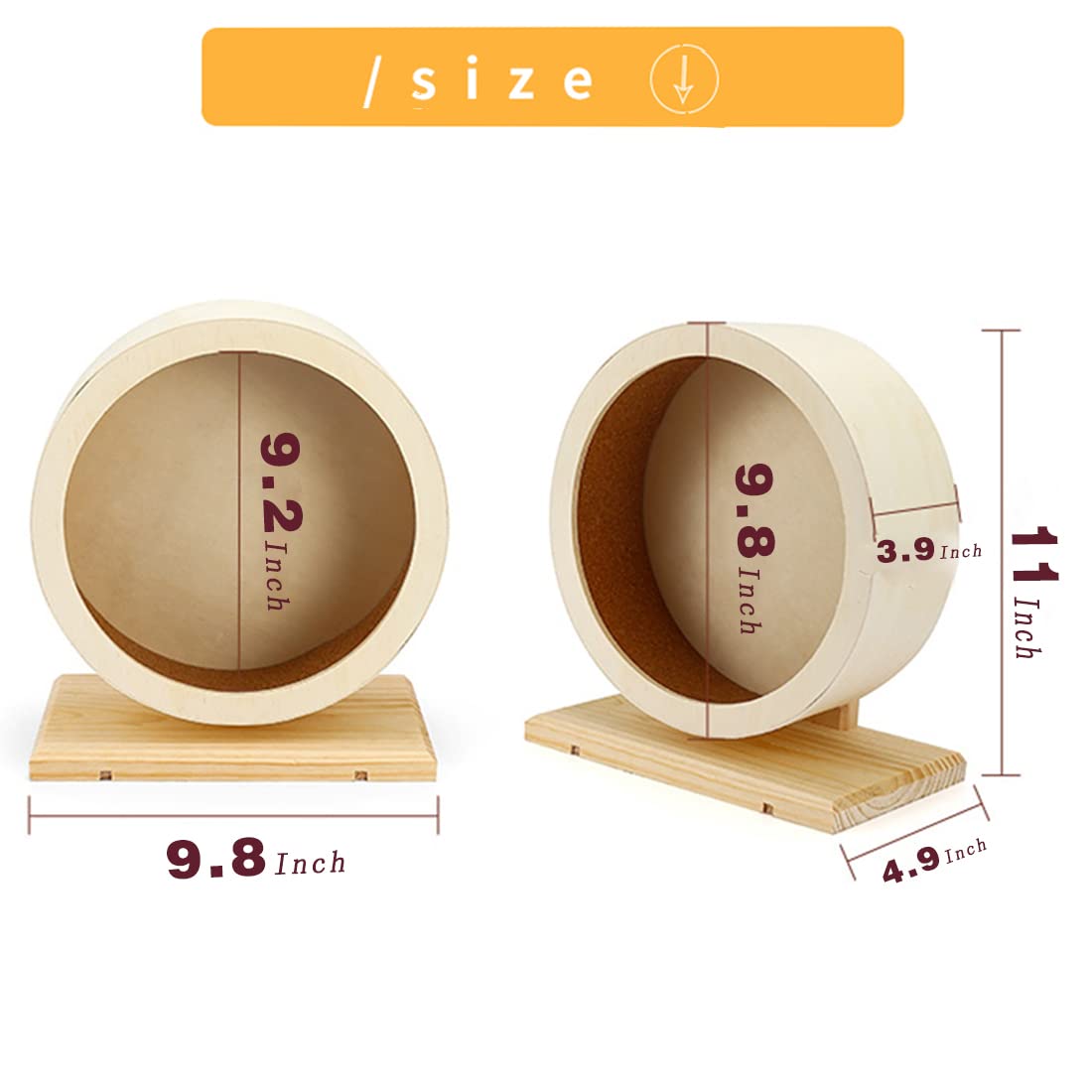 antiai hamster wooden silent wheel base detail—stable stand prevents tipping.