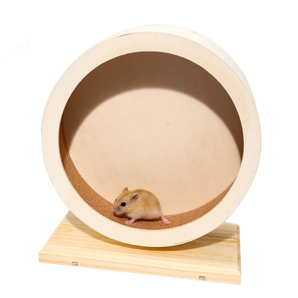 antiai hamster wooden silent wheel side view highlights compact design for small pet exercise.