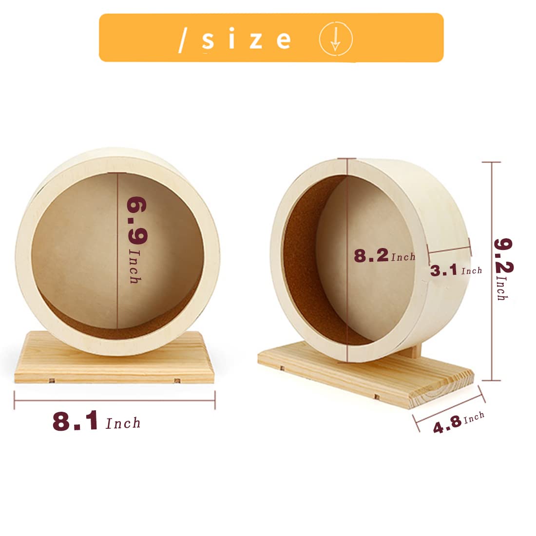 antiai hamster wooden silent wheel stable-base design reduces tipping during vigorous runs.