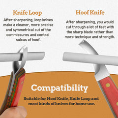 Antidious Hoof Knife Sharpener side view; ergonomic grip enhances control during sharpening.