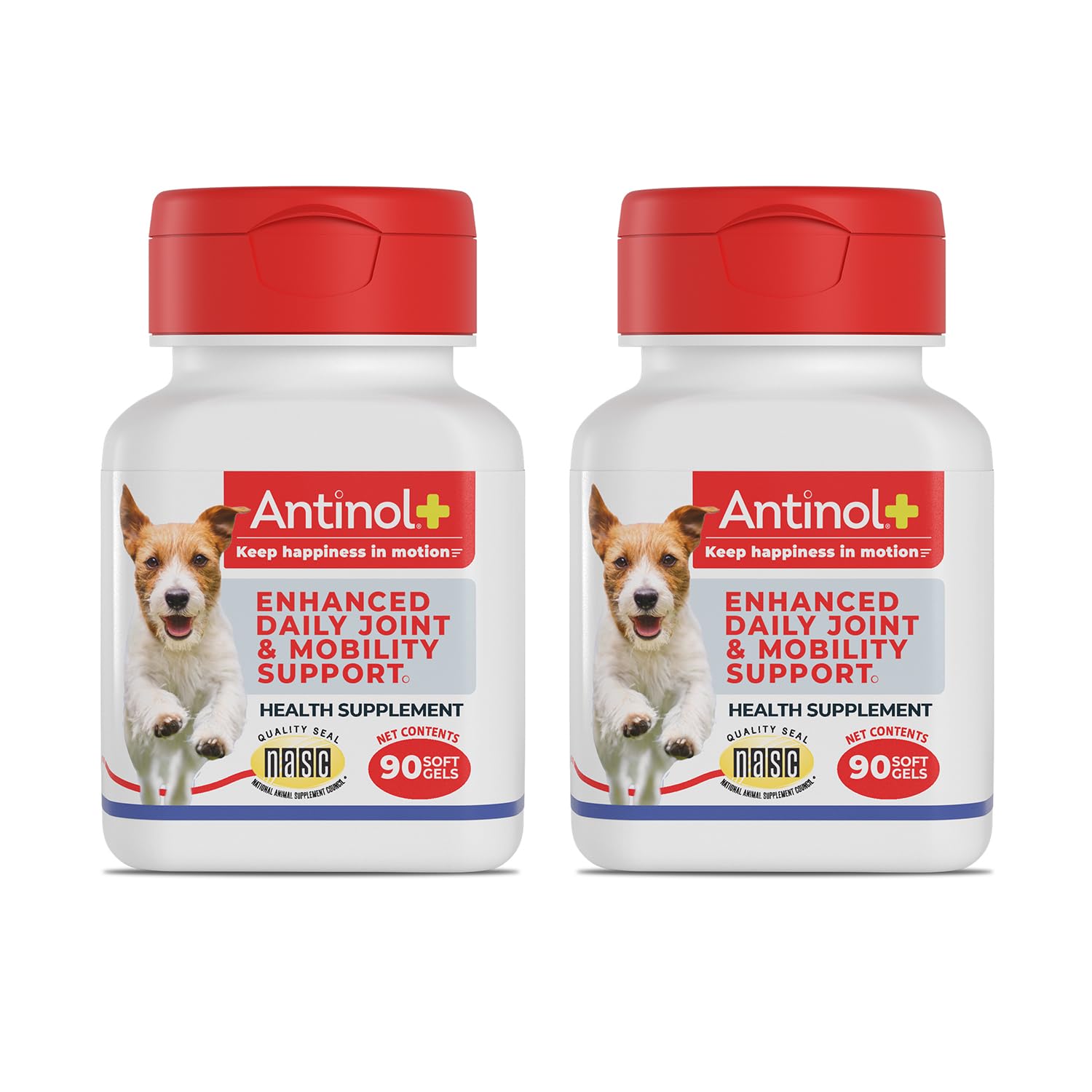 Antinol Plus bottle pour demonstrates daily joint support for dogs.