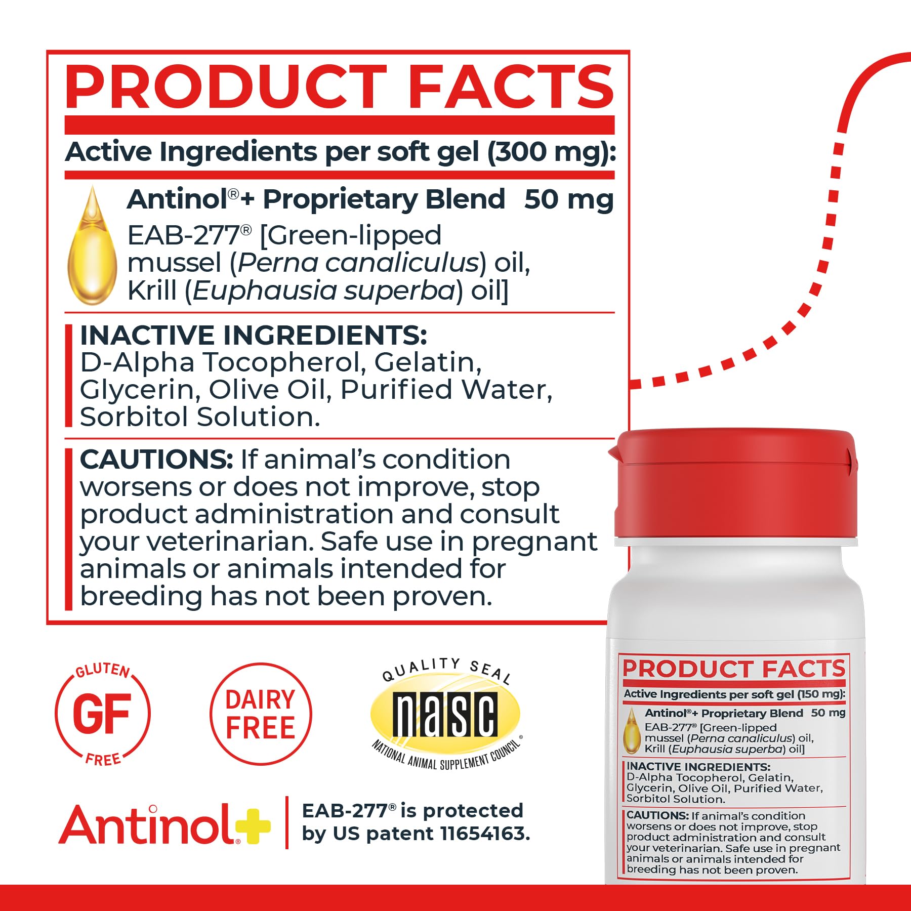 NASC quality seal on Antinol Plus packaging for trusted pet health