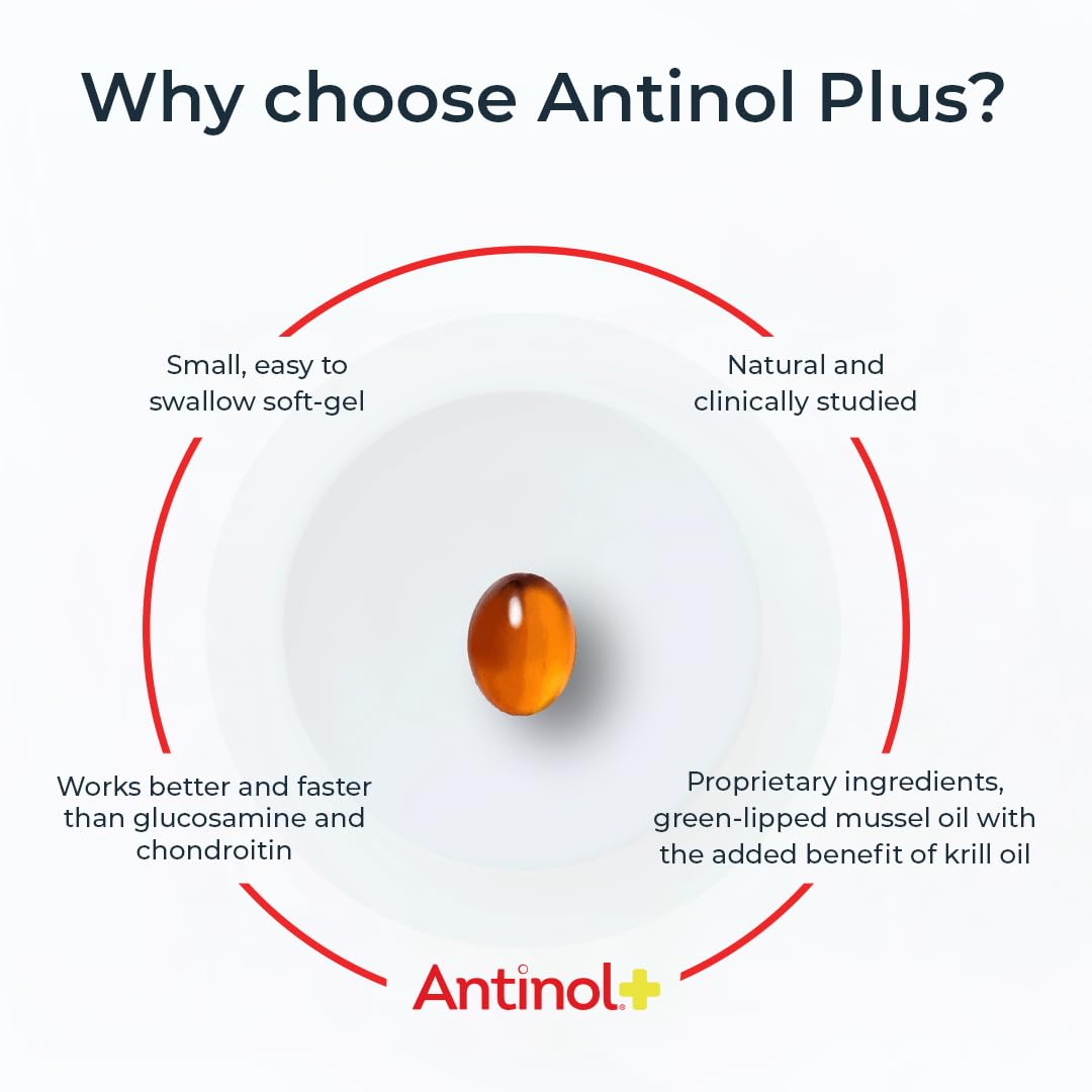 Antinol Plus soft gels close-up emphasizes marine oil blend.