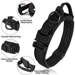 Antswish Tactical Dog Collar adjustable buckle highlights secure fit for growing dogs.