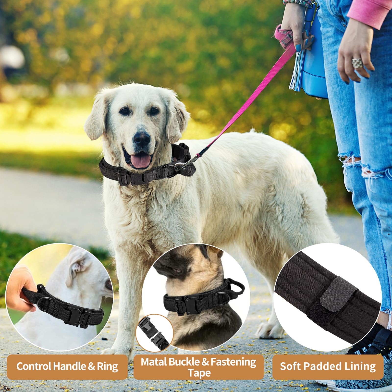 Antswish nylon dog collar padding provides comfort without choking during long walks.