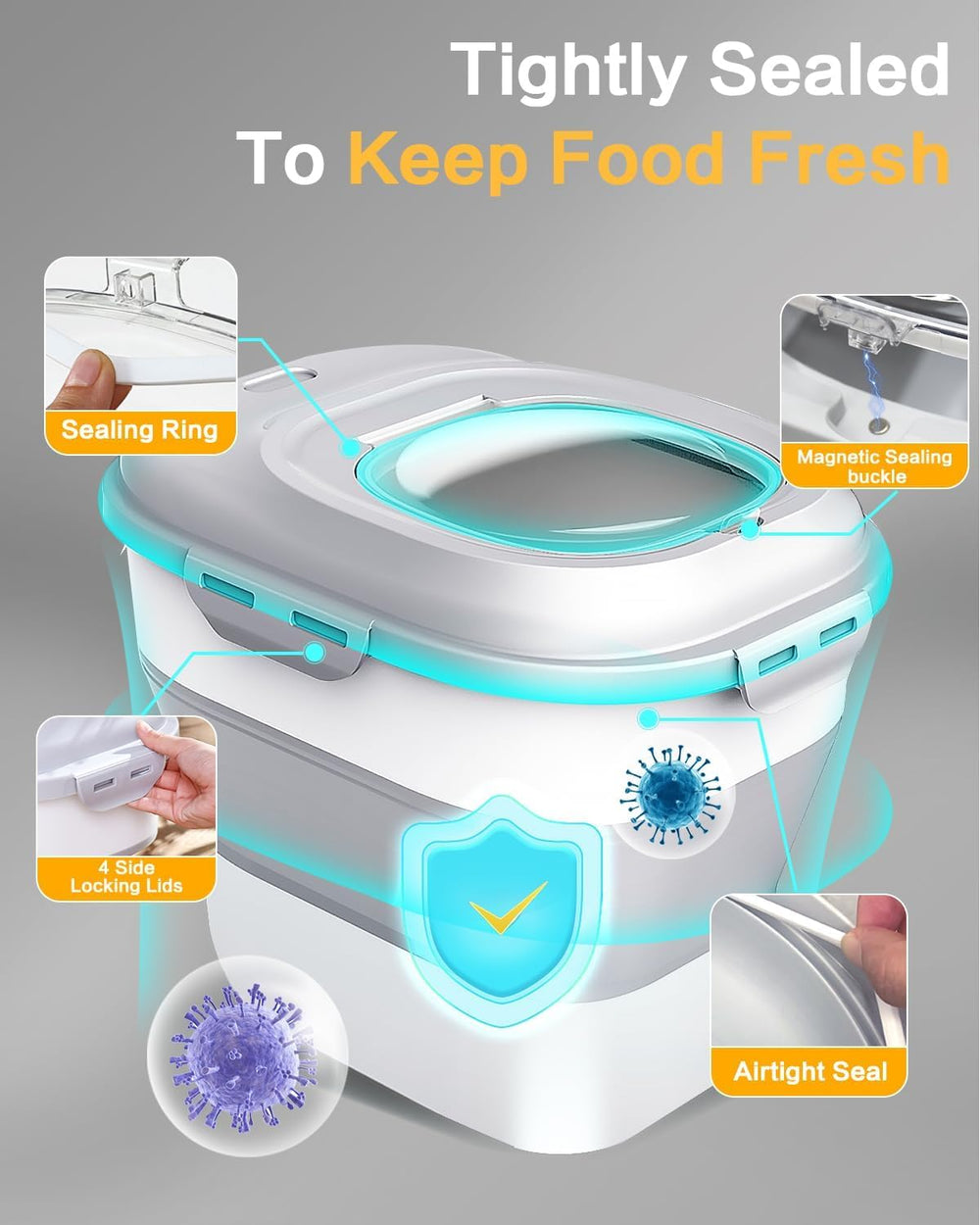 ANVS 2-5L small-pet-food-storage-container fits compact kitchens.